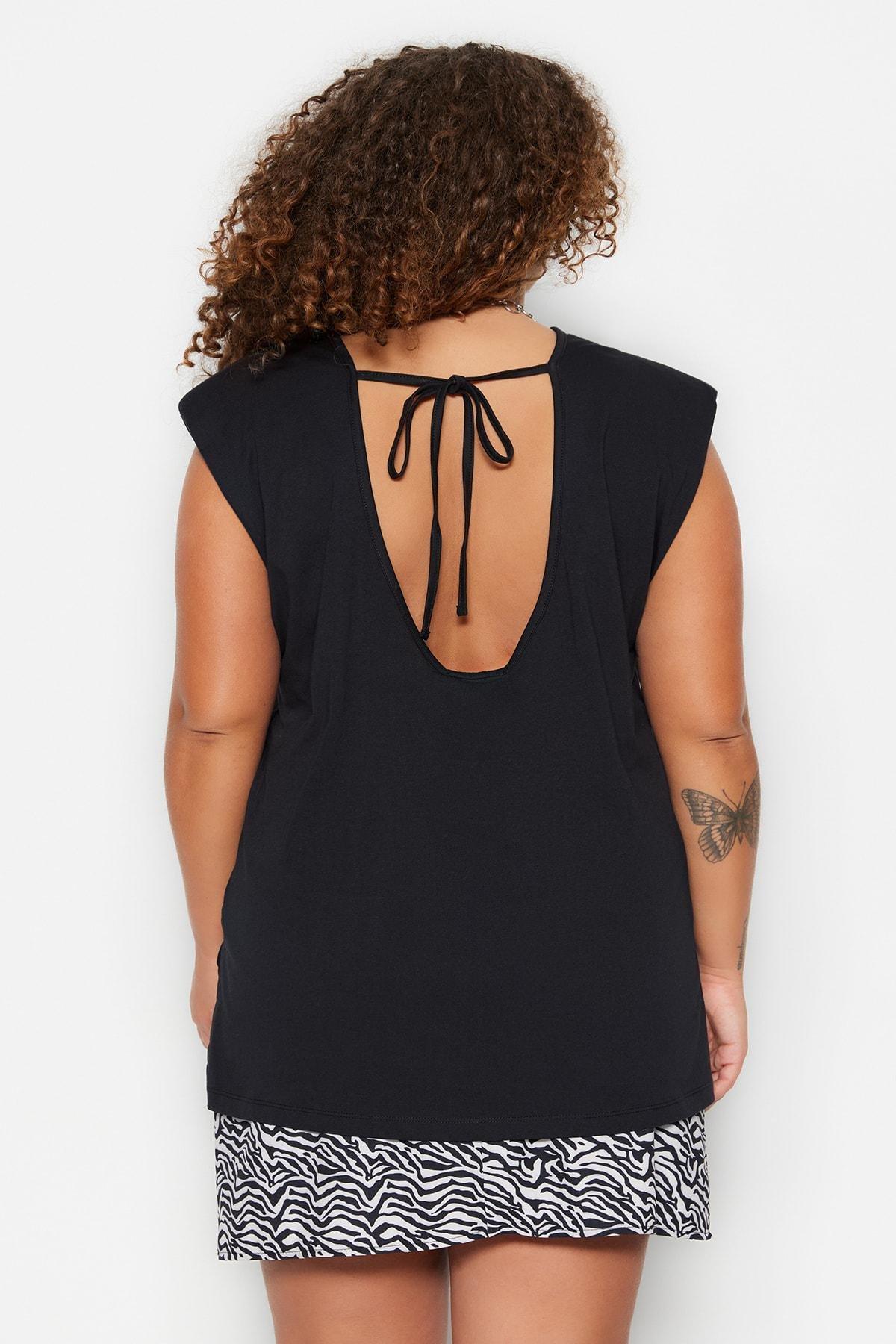 Black Relaxed Plus Size T-Shirt, , large image number 3