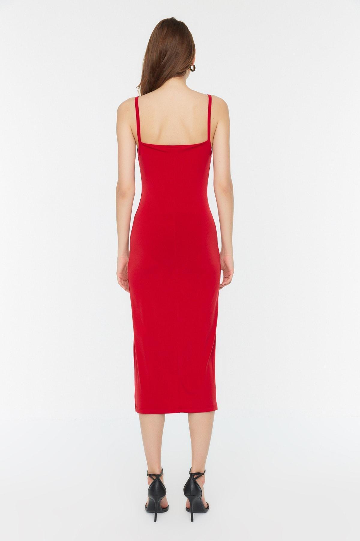Red Fitted Bodycon Dress, , large image number 4