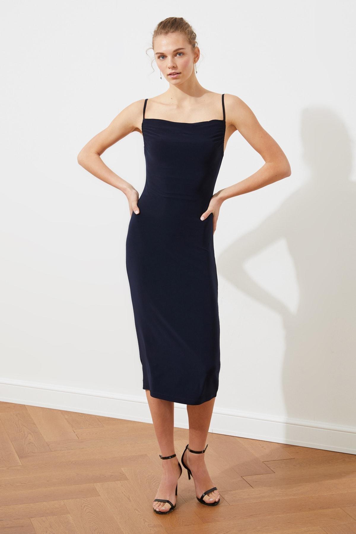 Navy Bodycon Cowl Neck Dress, , large image number 0