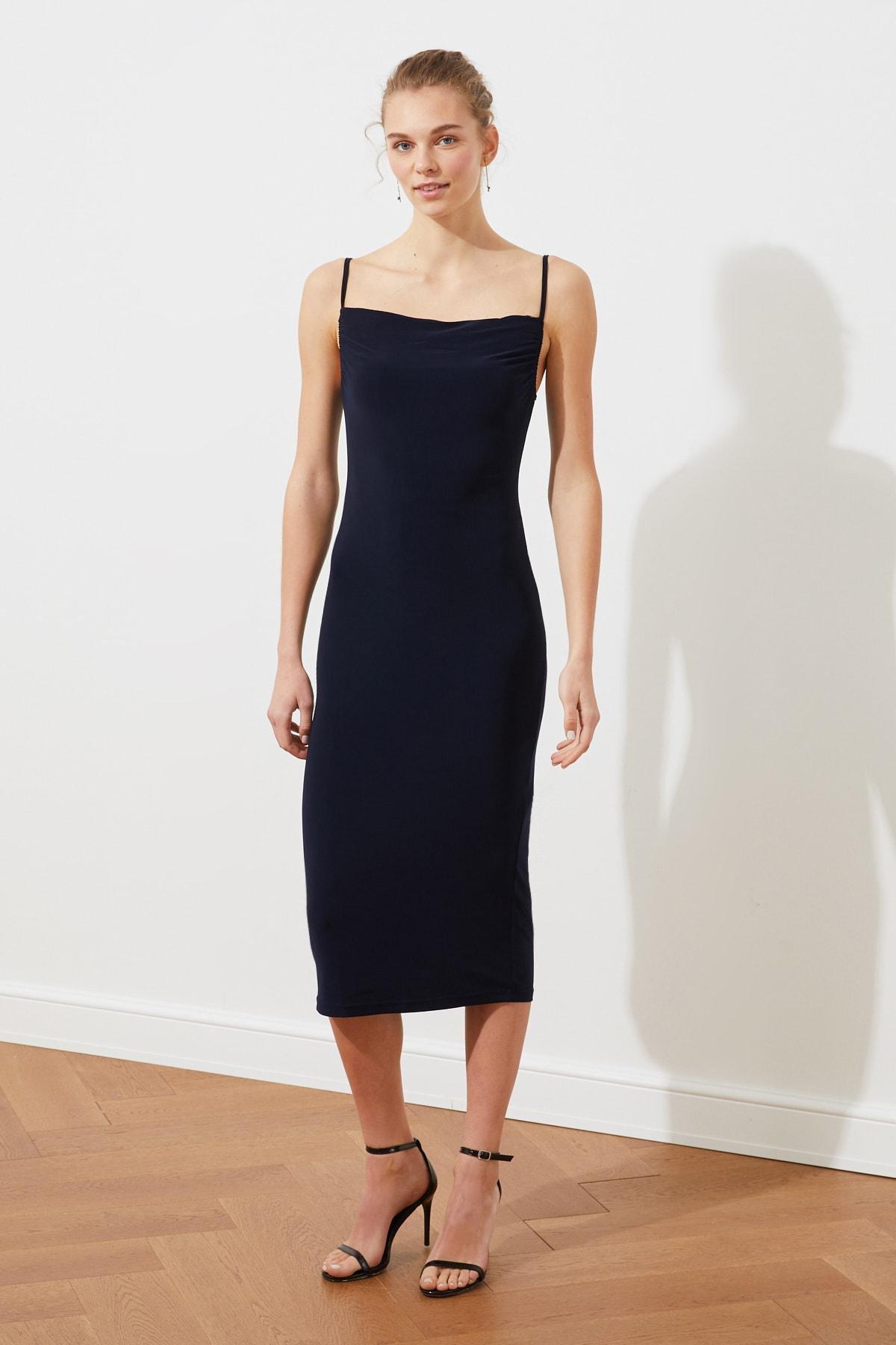 Navy Bodycon Cowl Neck Dress, , large image number 3