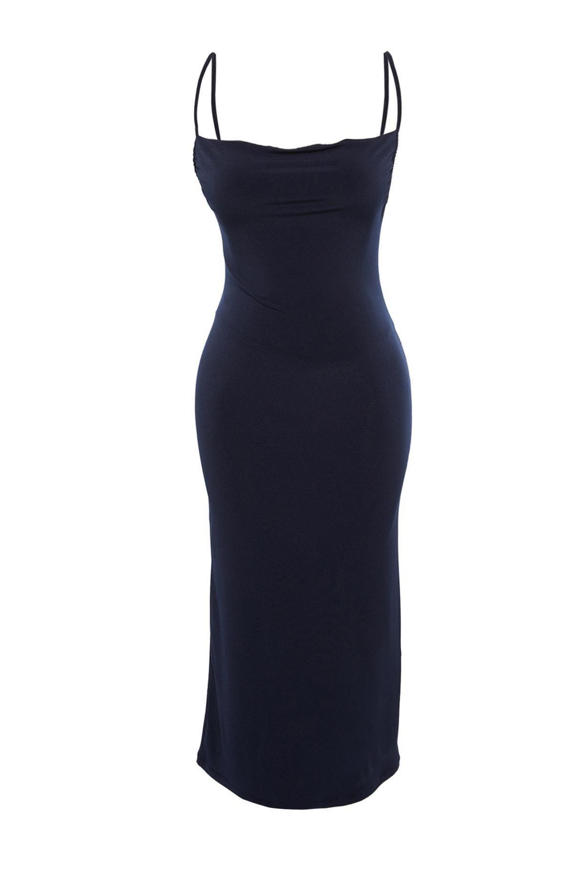Navy Bodycon Cowl Neck Dress, , large image number 6