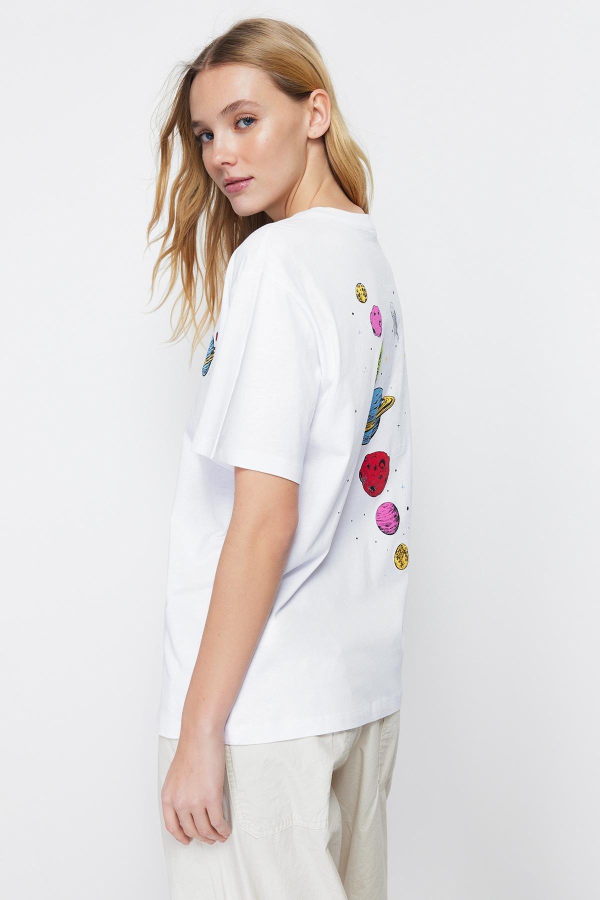 White Printed Oversized T-Shirt, , large image number 2