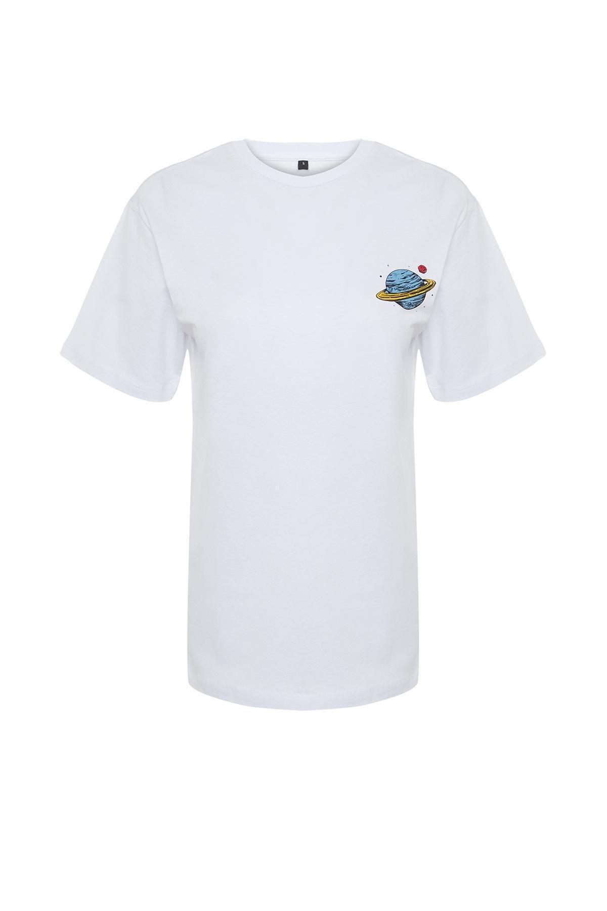 White Printed Oversized T-Shirt, , large image number 5