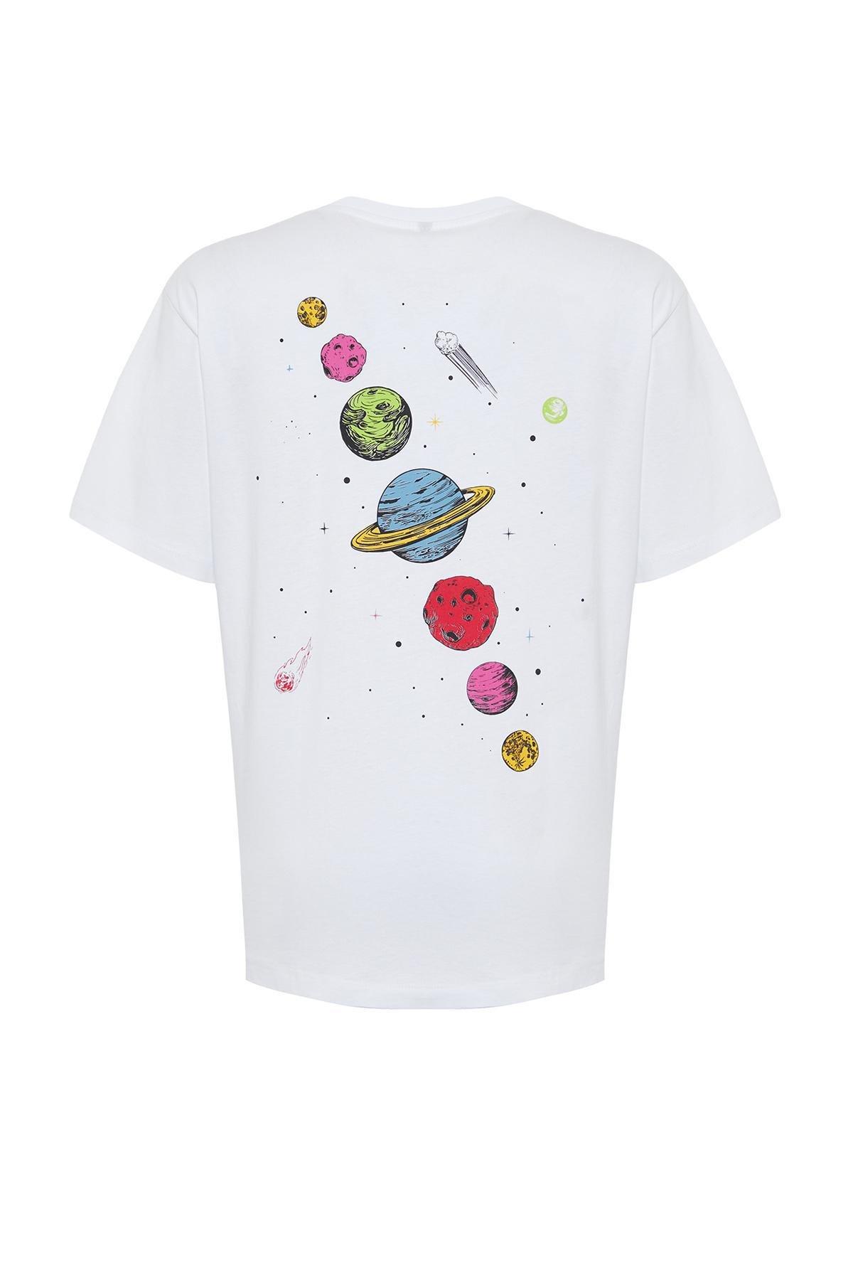 White Printed Oversized T-Shirt, , large image number 6