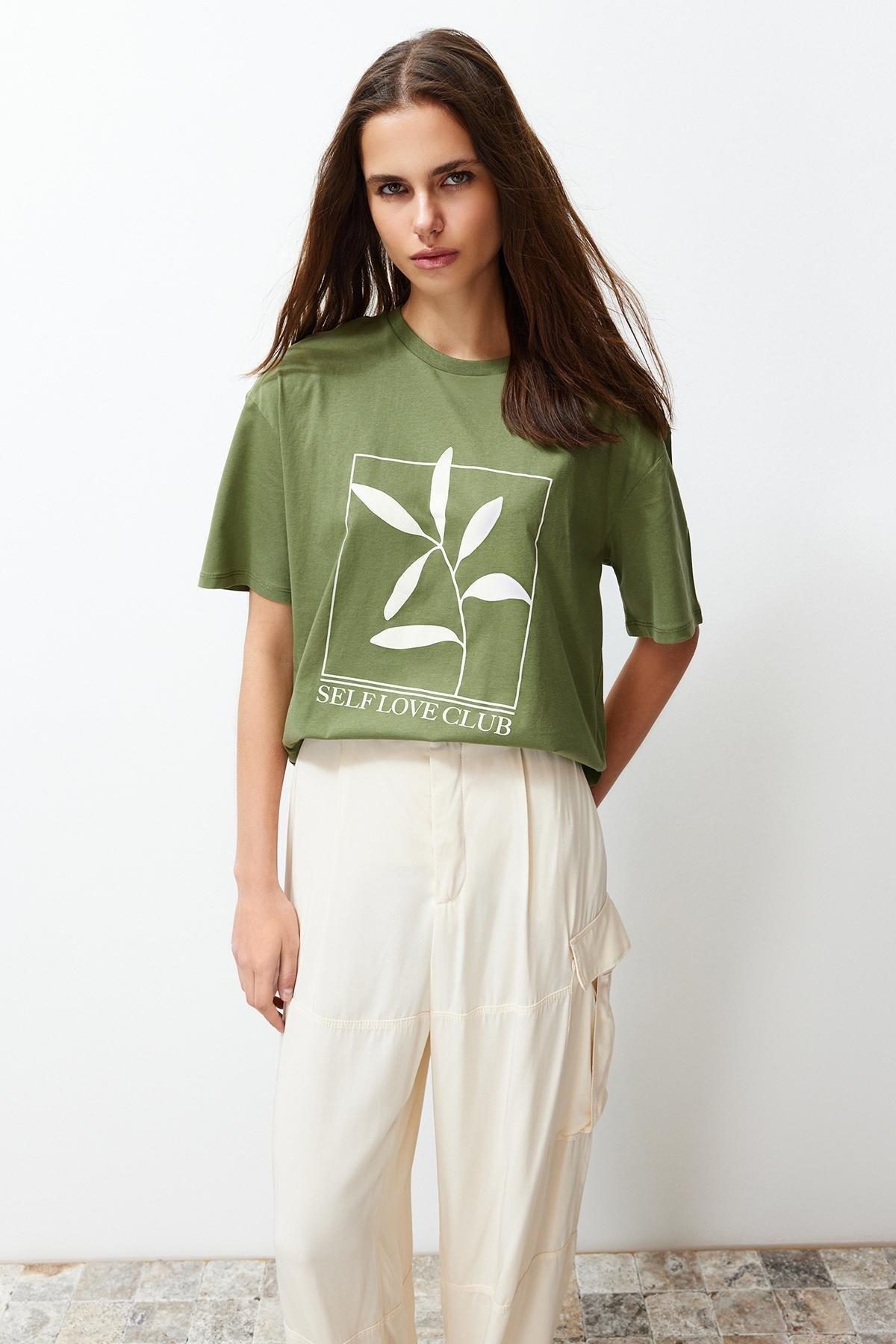 Green Printed Relaxed T-Shirt, , large image number 1