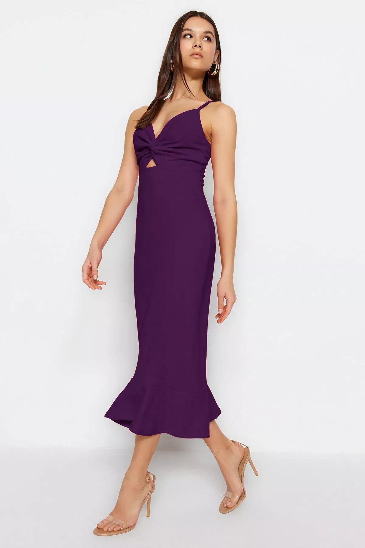 Purple Strappy Sweetheart Neck Mini Dress, , large image number 0