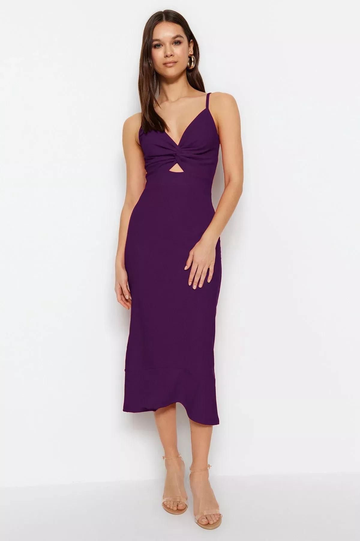 Purple Strappy Sweetheart Neck Mini Dress, , large image number 1