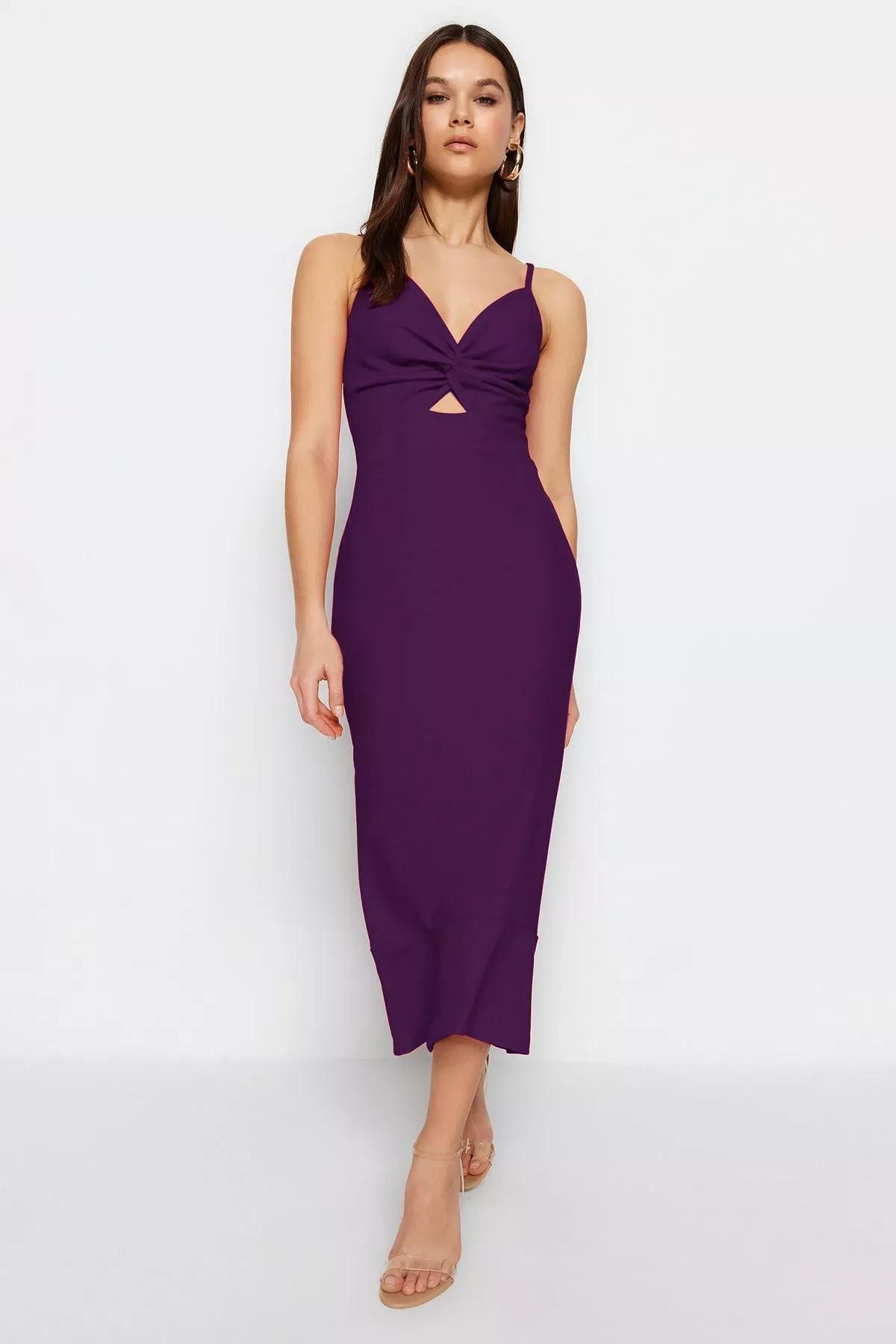 Purple Strappy Sweetheart Neck Mini Dress, , large image number 2