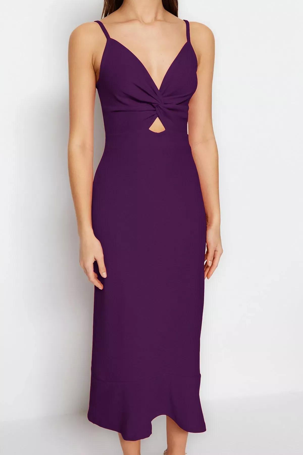 Purple Strappy Sweetheart Neck Mini Dress, , large image number 3