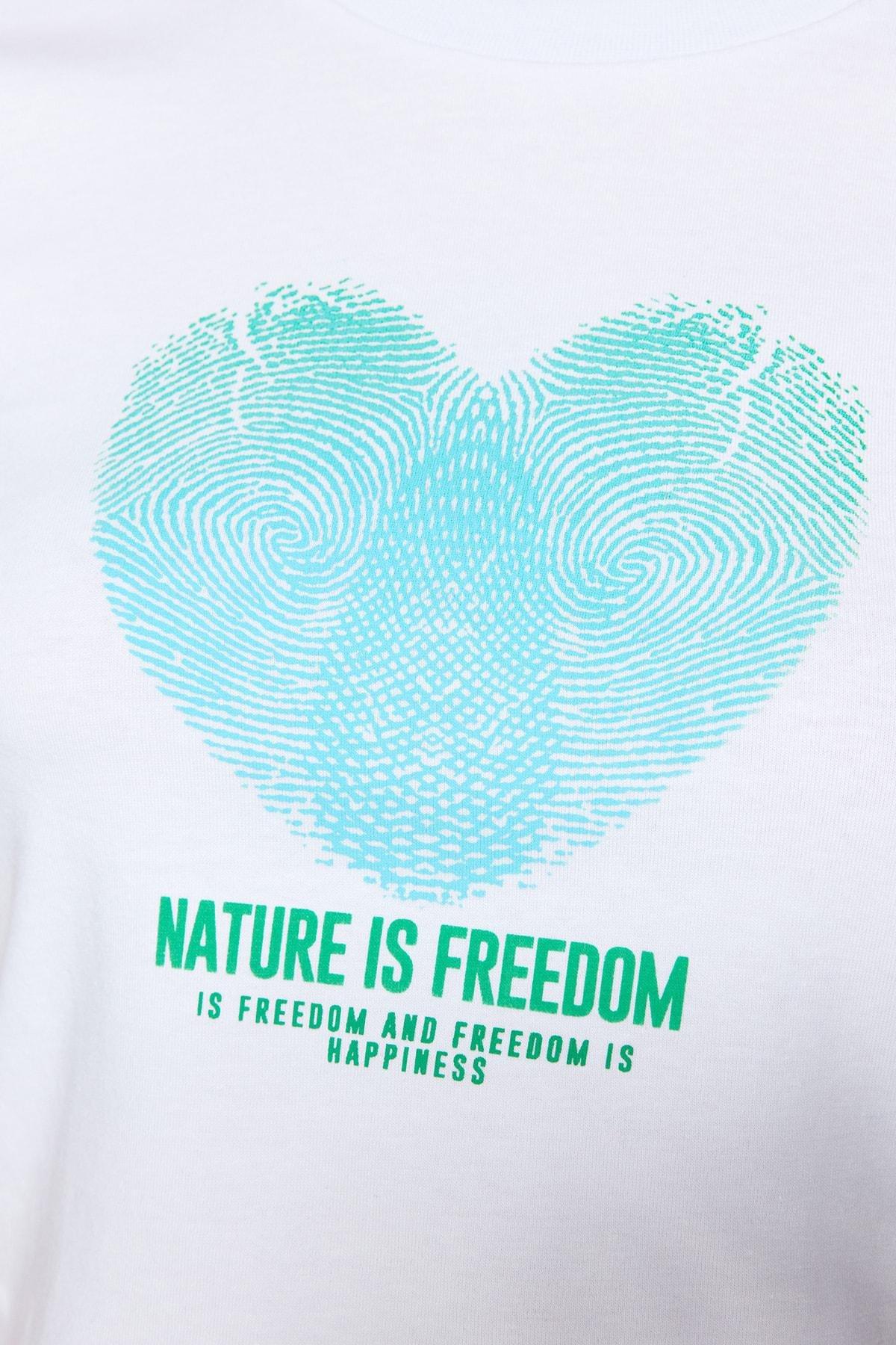 White Heart Crew Neck Slim T-Shirt, White, large image number 4