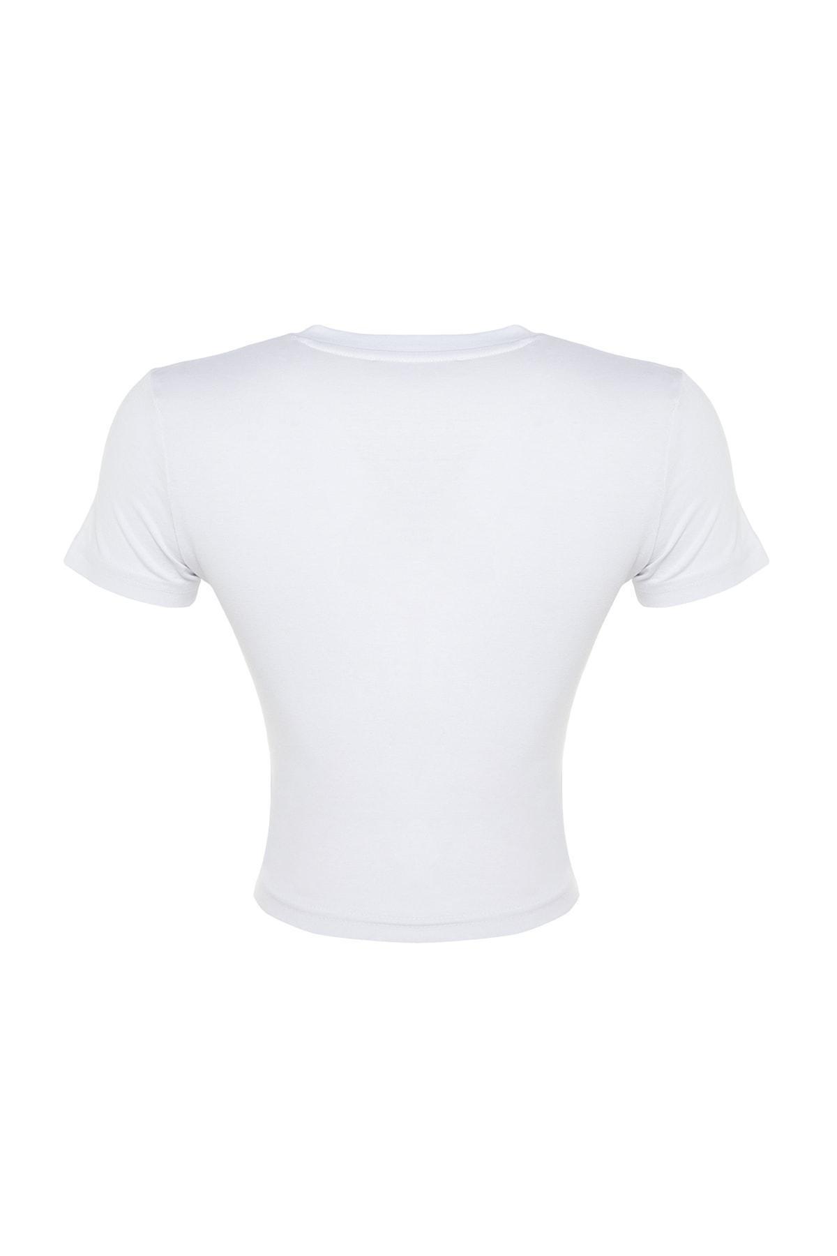 White Heart Crew Neck Slim T-Shirt, White, large image number 7