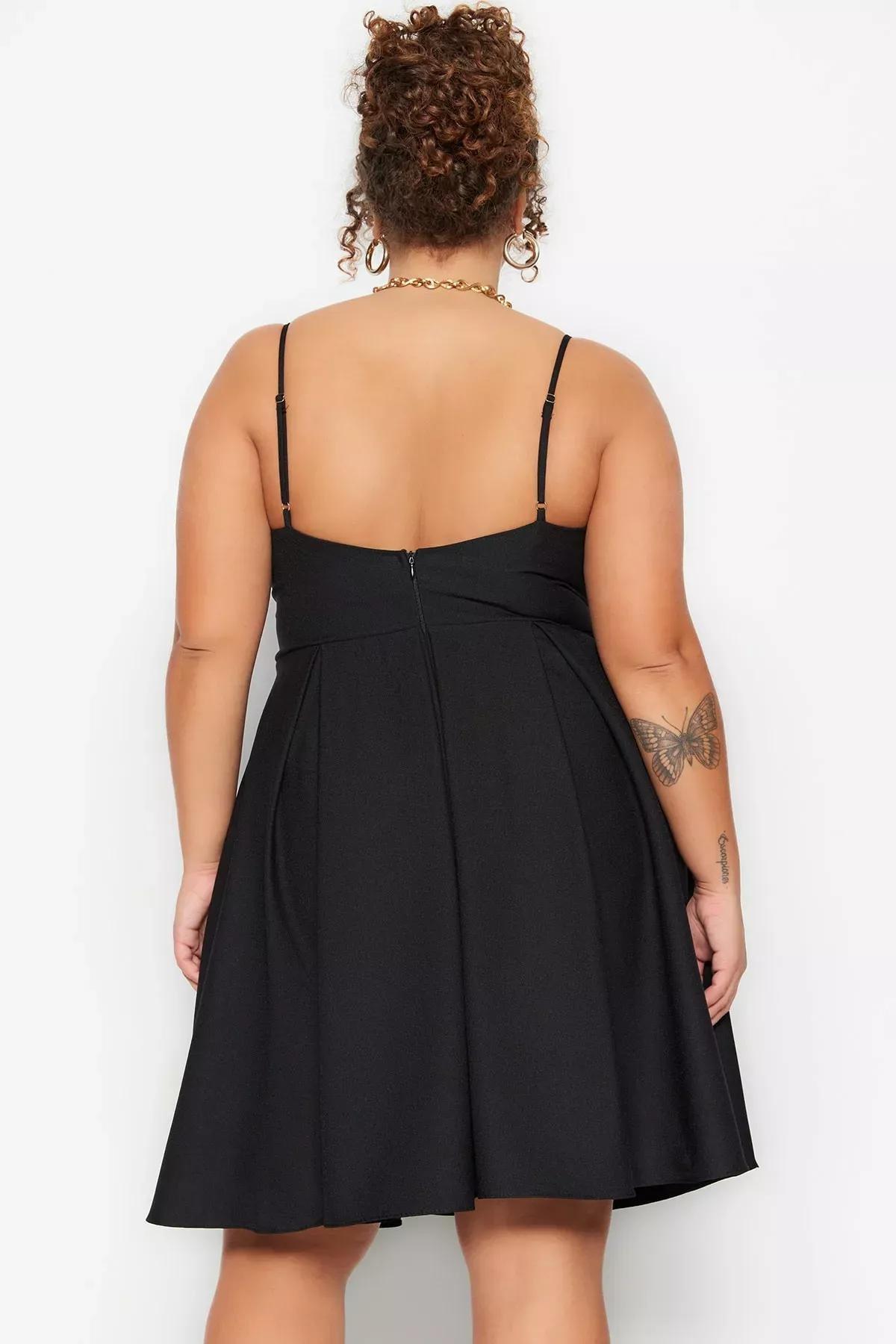 Black A-Line Plus Size Dress, BLACK, large image number 4
