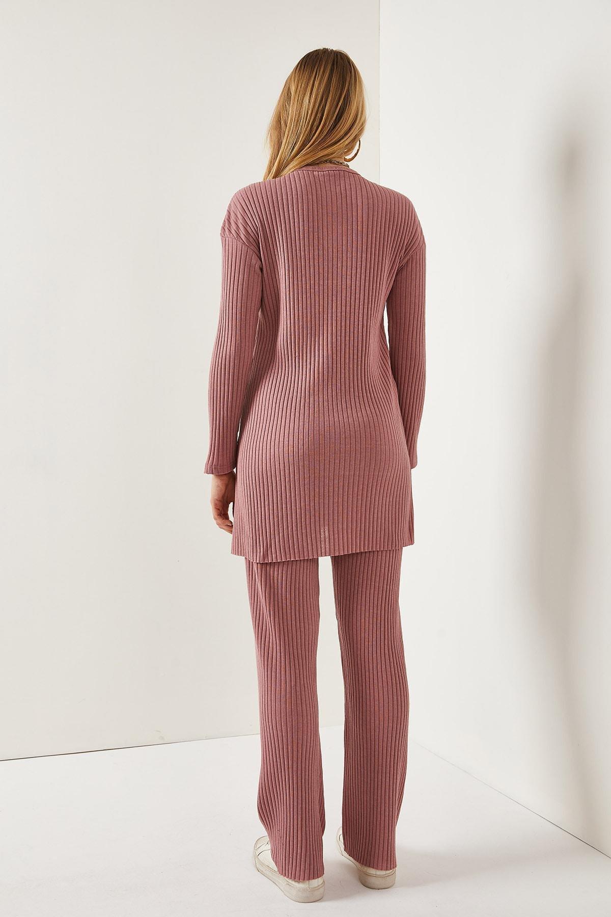 Pink Slit Ribbed Co-Ord Set, , large image number 4
