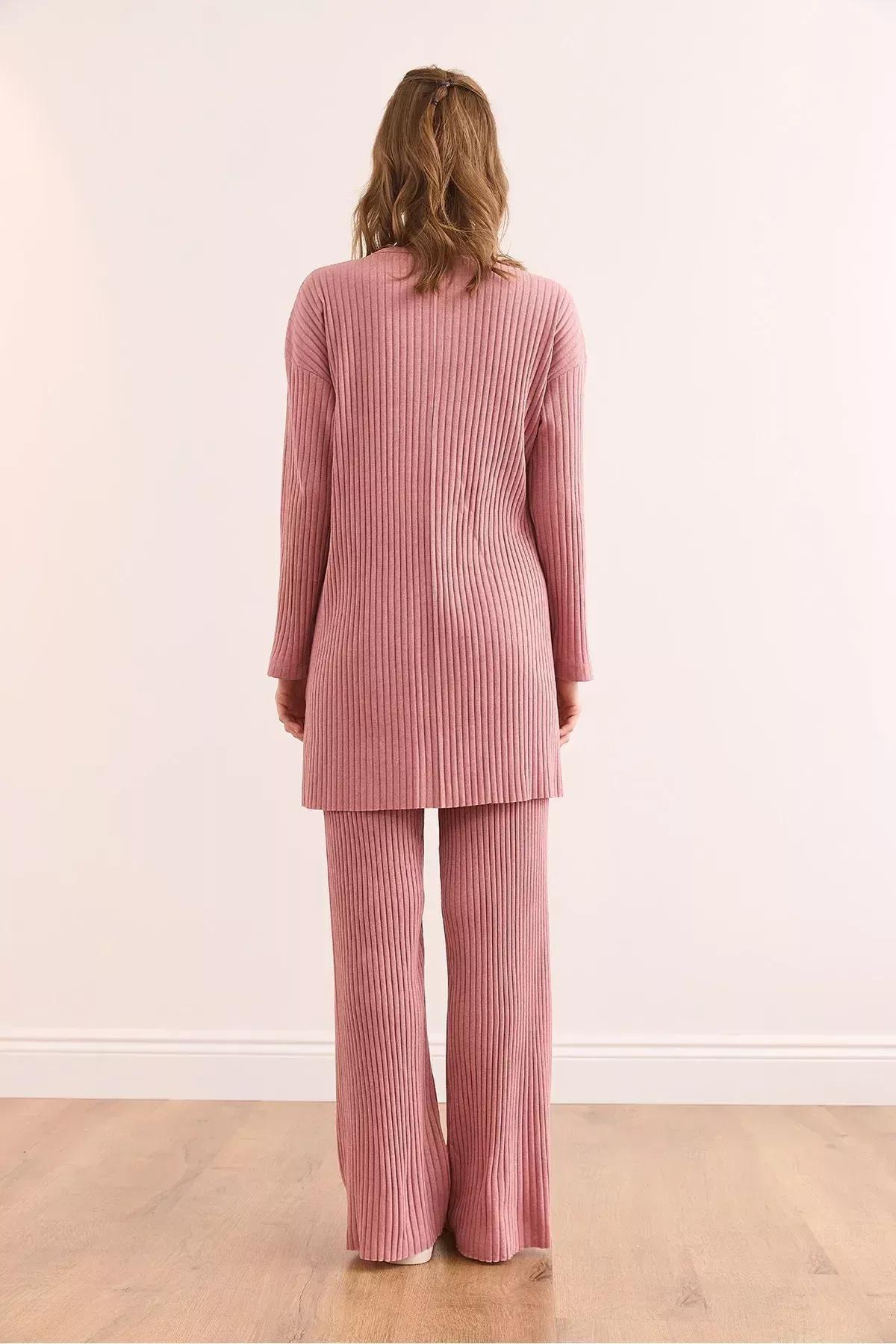 Pink Slit Ribbed Co-Ord Set, Dried rose, large image number 5