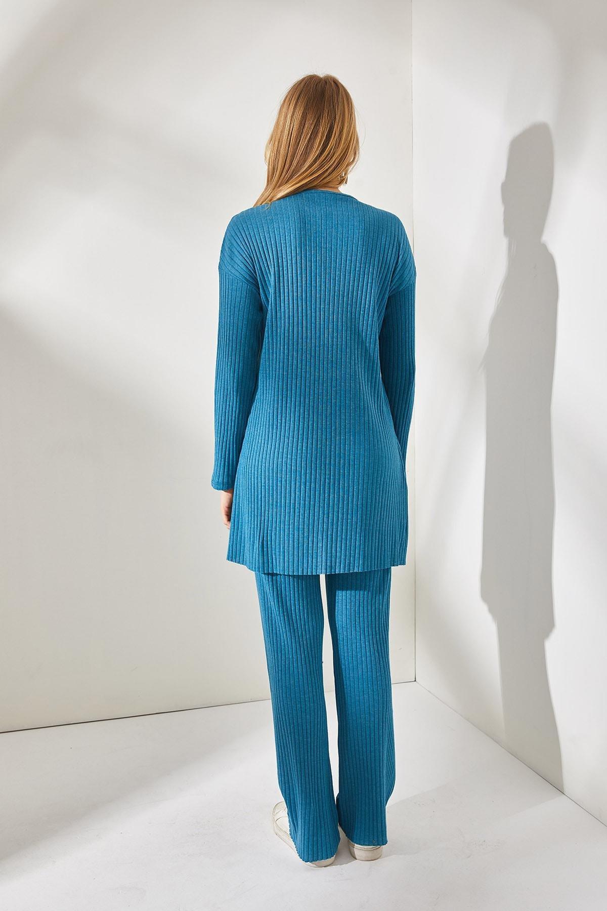 Navy Bottom Palazzo Corduroy Co-Ord Set, Indigo, large image number 3