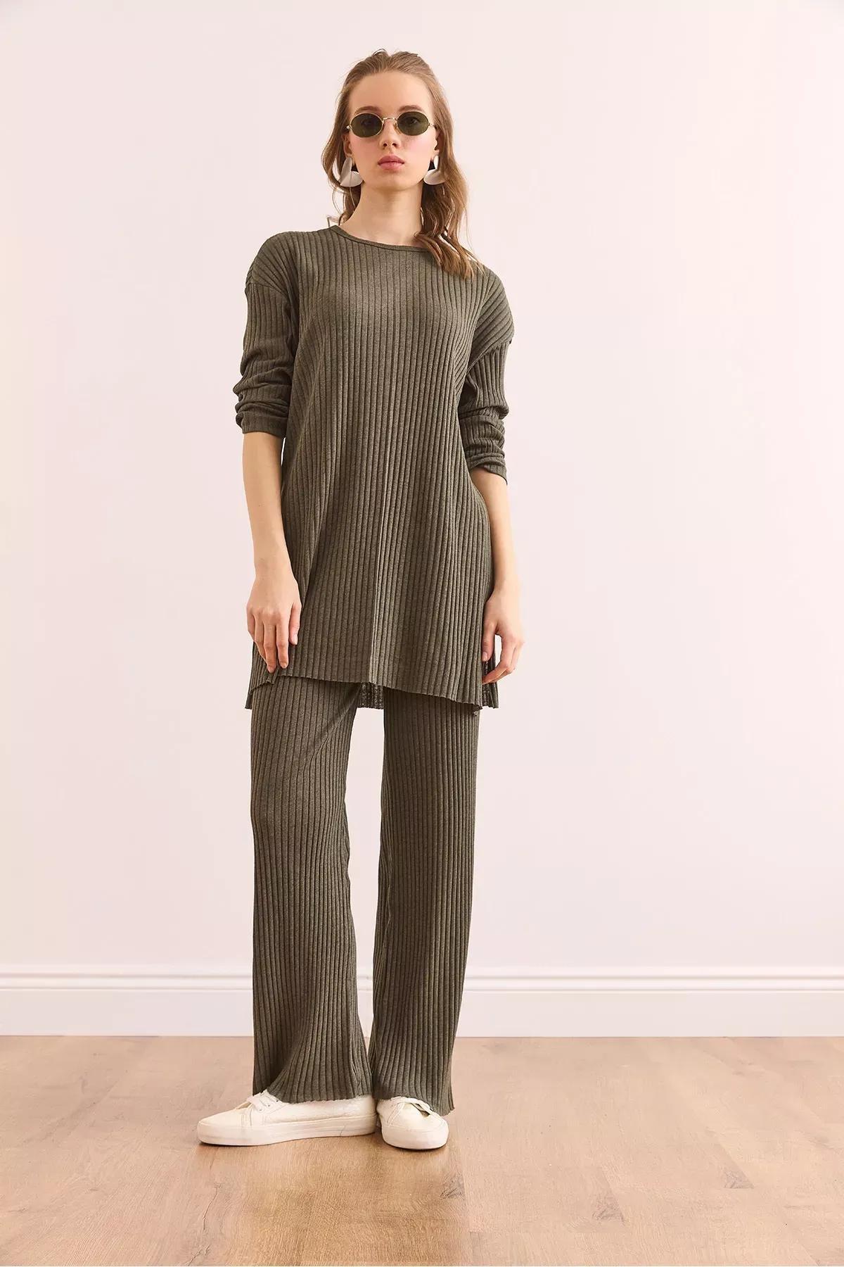 طقم متناسق بقصة مريحة، كاكي, Khaki, large image number 1