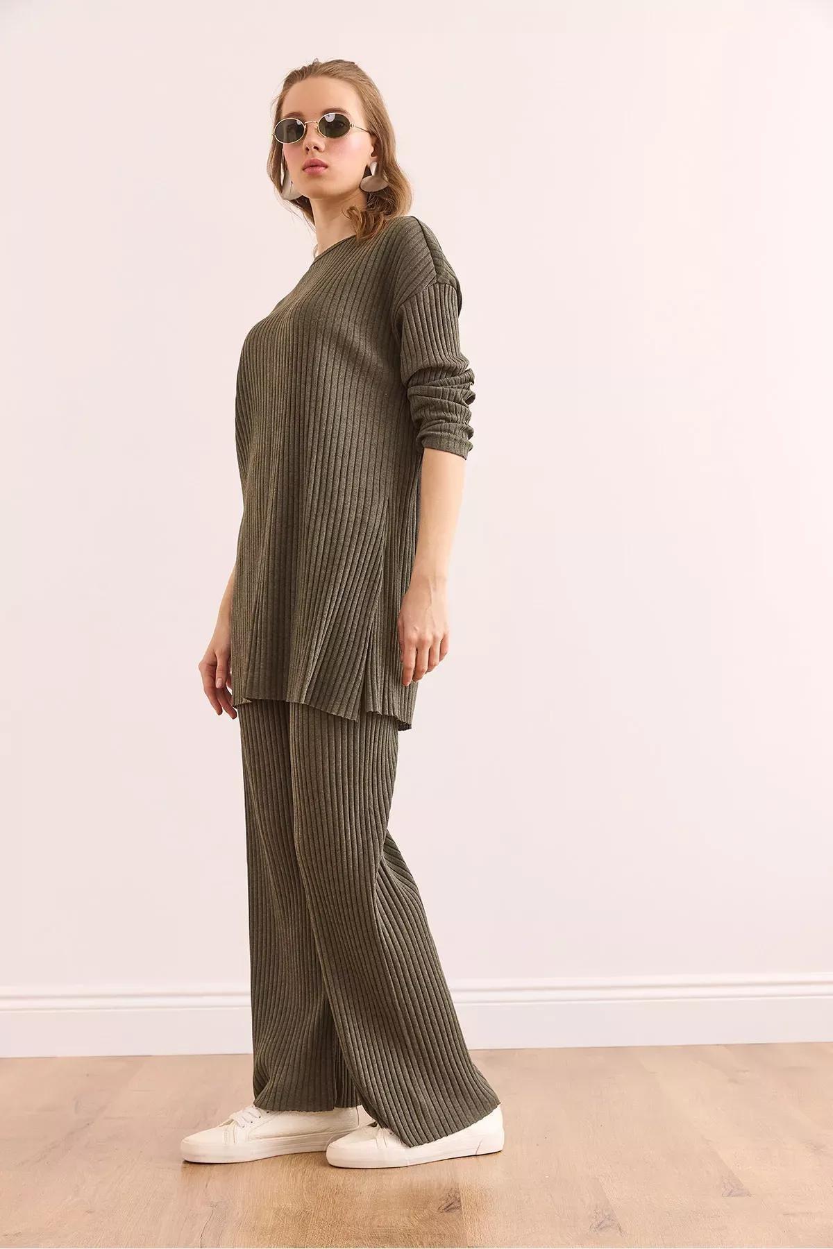 طقم متناسق بقصة مريحة، كاكي, Khaki, large image number 3