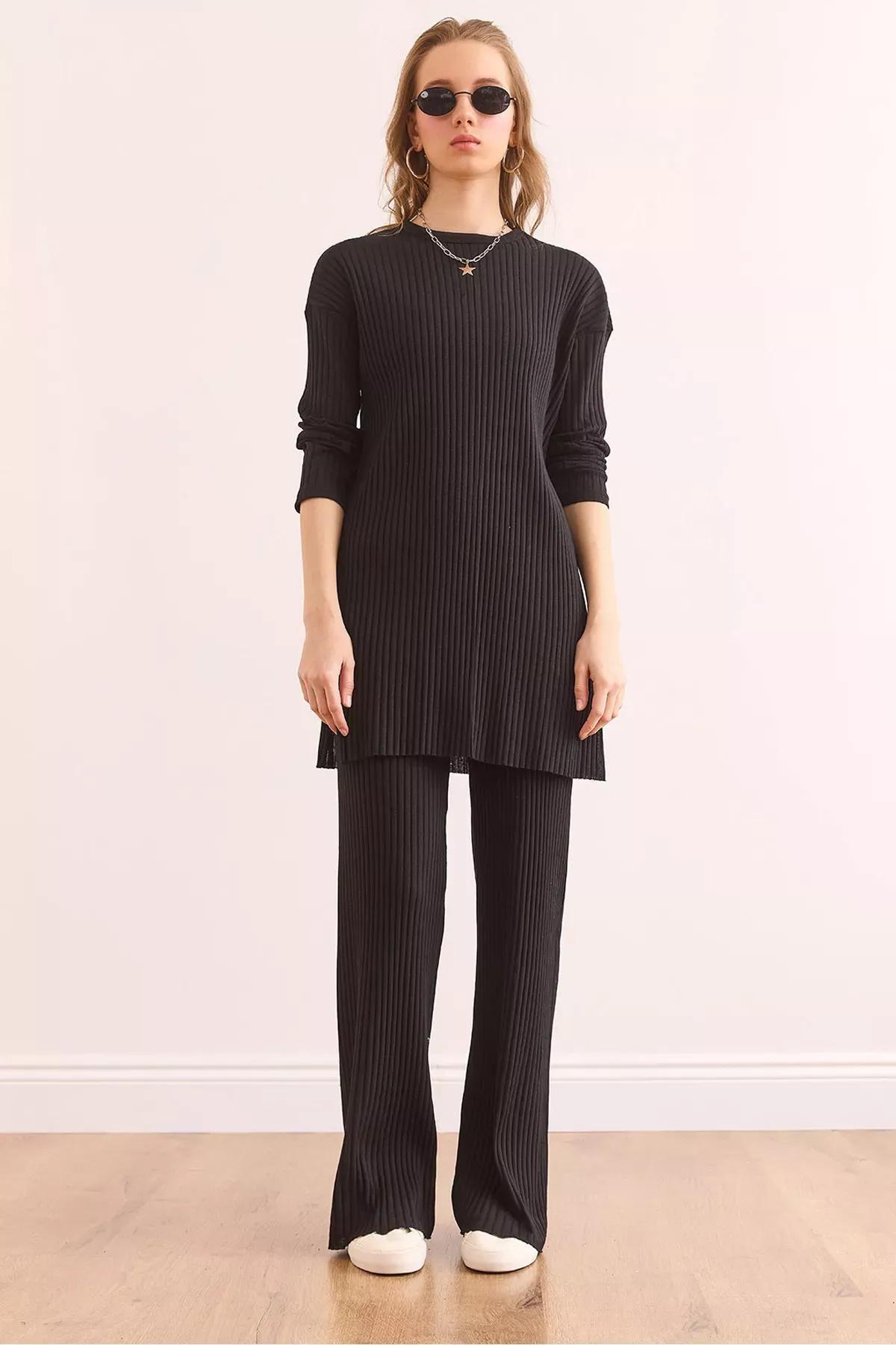Black Relaxed Co-Ord Set, , medium