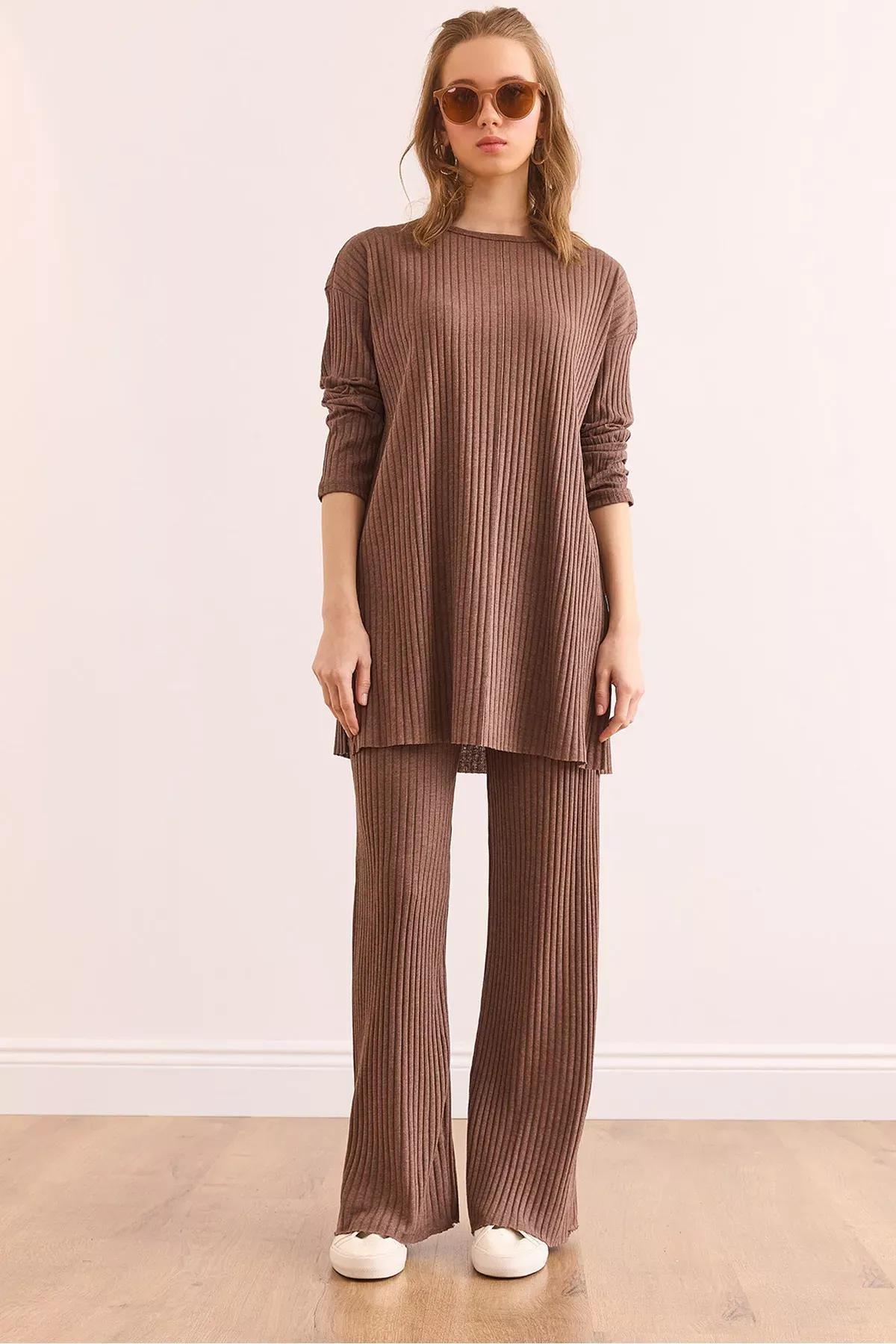 Brown Relaxed Co-Ord Set, Mink, medium