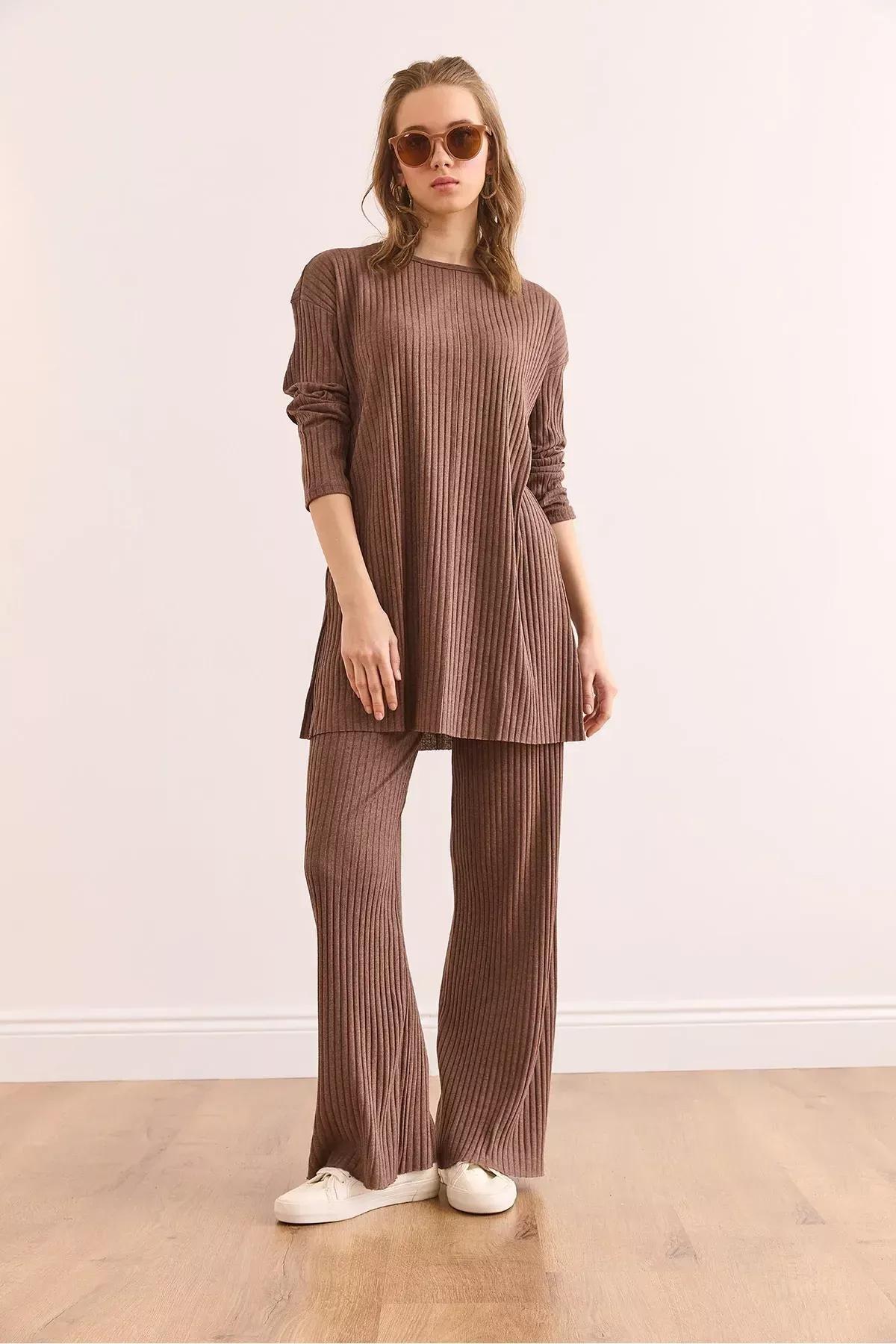 طقم متناسق بقصة مريحة، بني, Mink, large image number 2