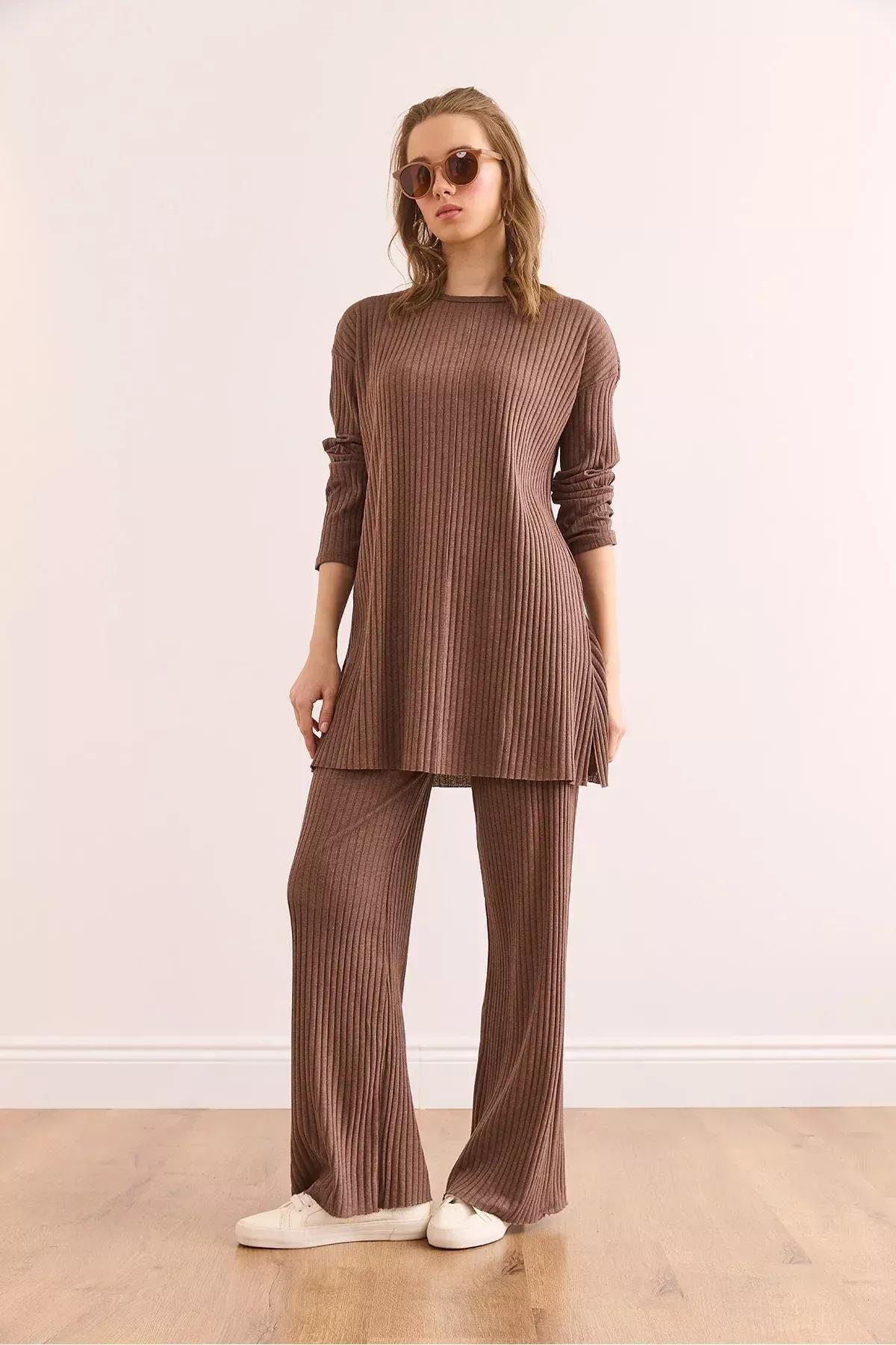 طقم متناسق بقصة مريحة، بني, Mink, large image number 3