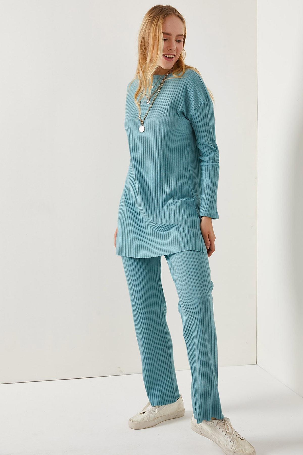 Green Slit Top Palazzo Corduroy Co-Ord Set, , large image number 1