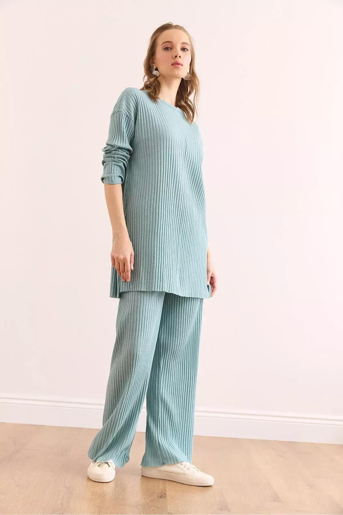 طقم متناسق كوردروي من بنطال بالازو، أخضر, MINT GREEN, large image number 2
