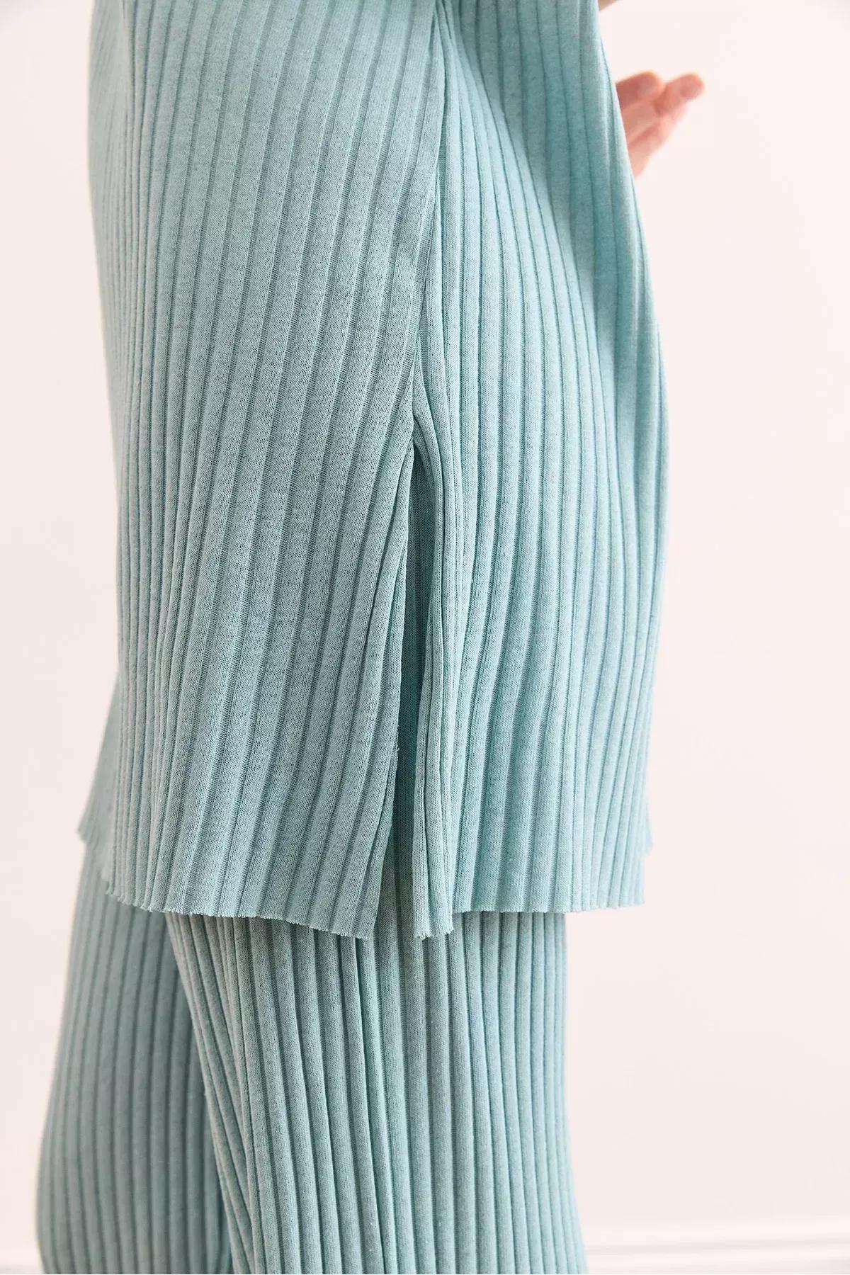 طقم متناسق كوردروي من بنطال بالازو، أخضر, MINT GREEN, large image number 4