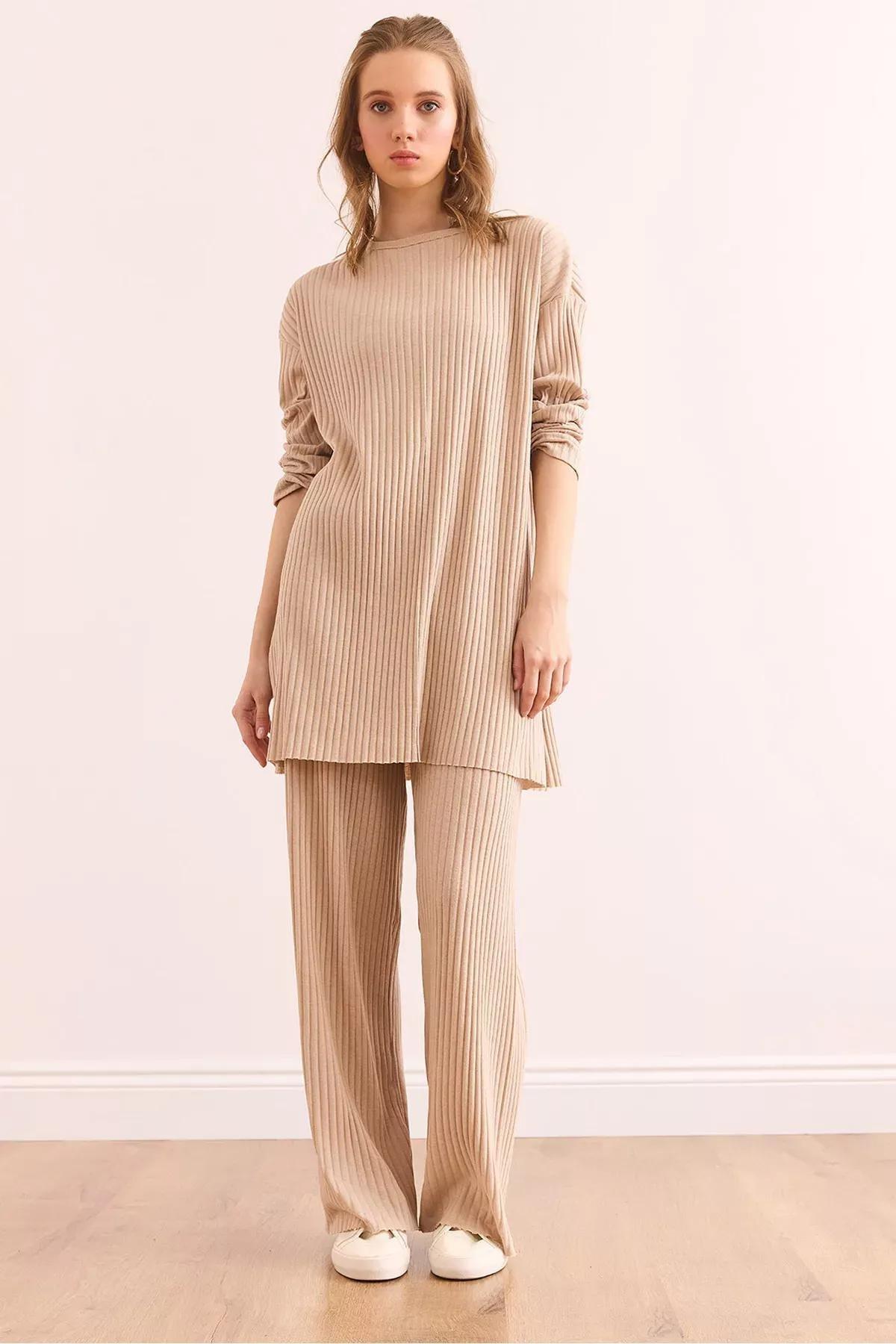 Beige Palazzo Corduroy Co-Ord Set, , medium