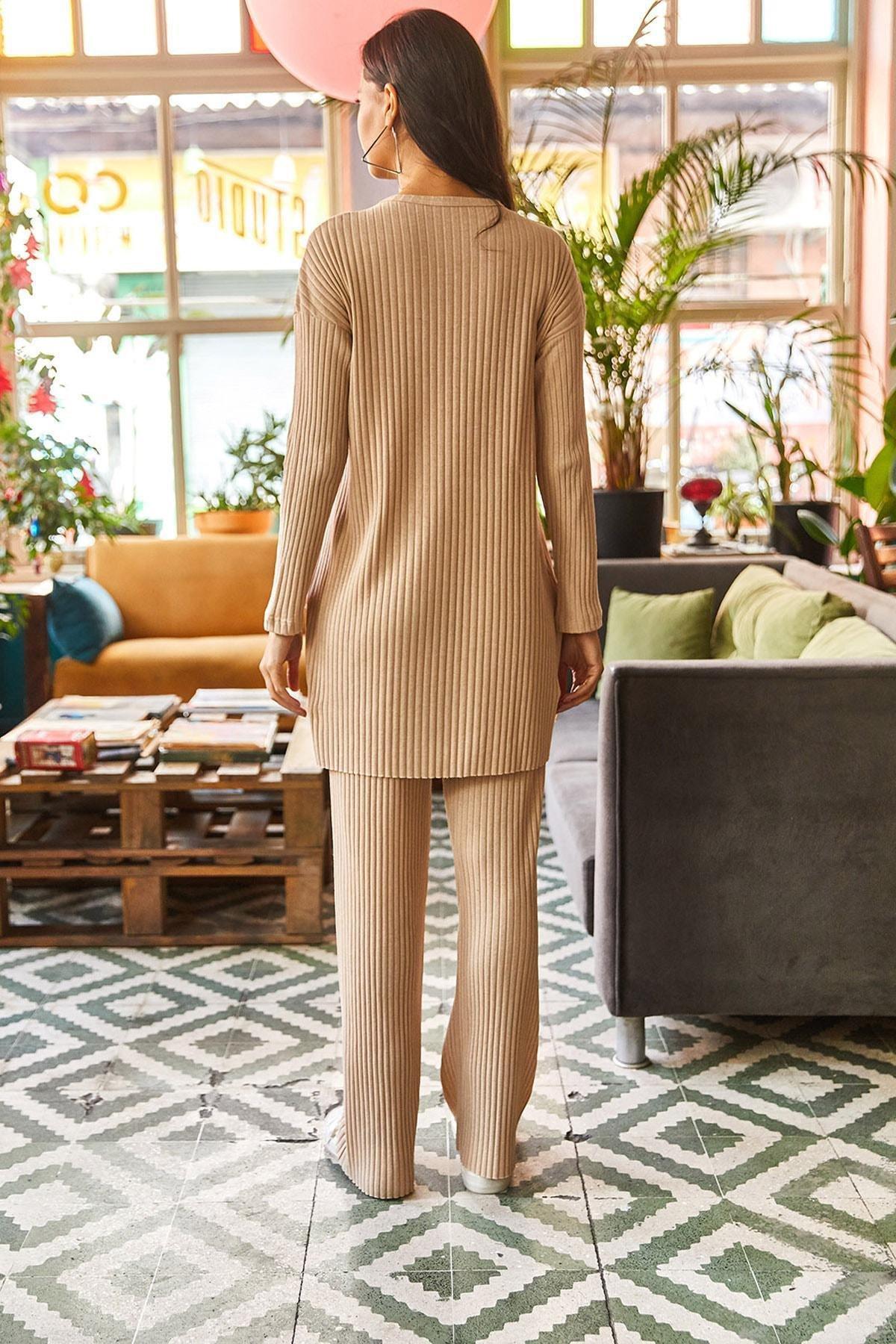 Beige Palazzo Corduroy Co-Ord Set, , large image number 4