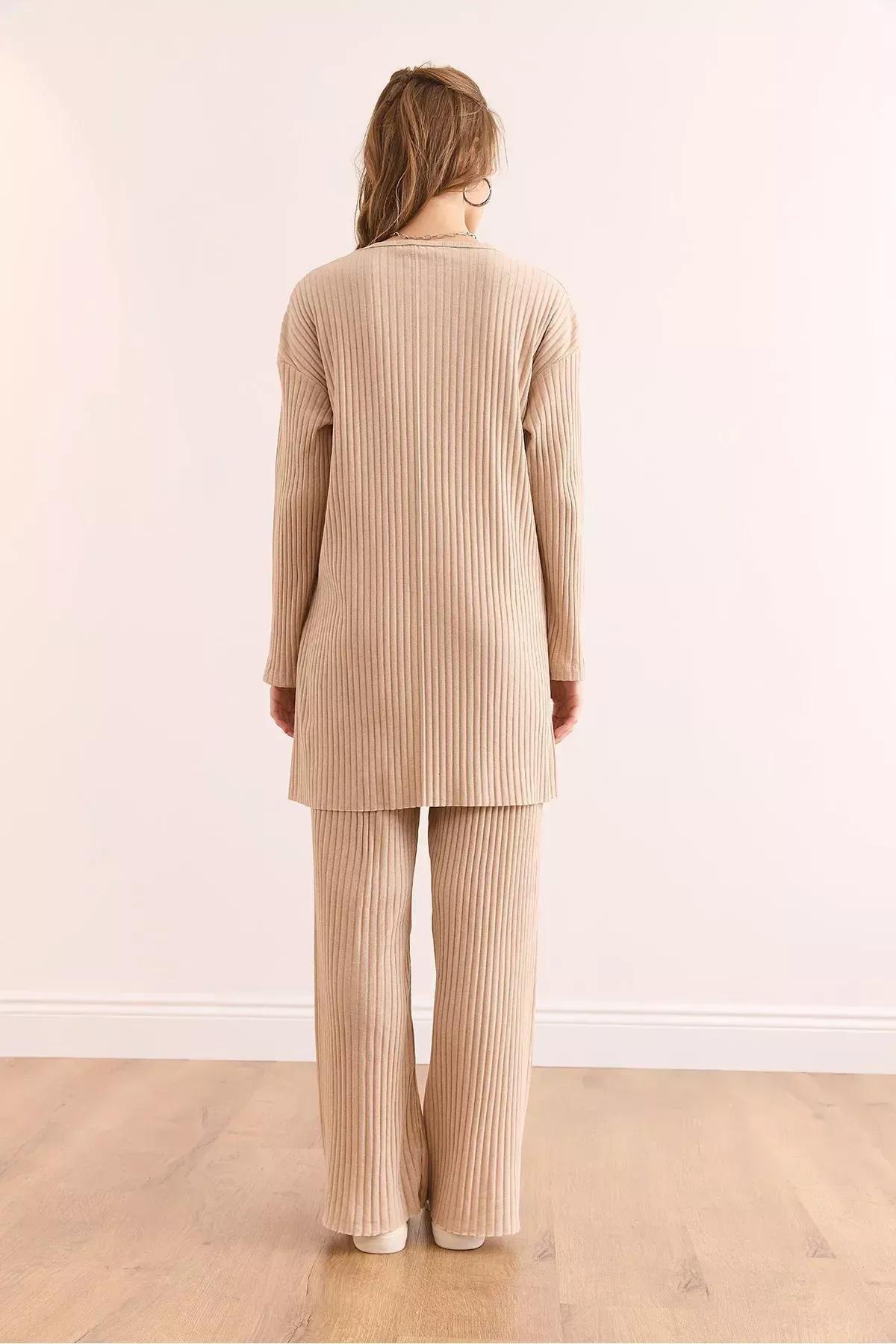 Beige Palazzo Corduroy Co-Ord Set, , large image number 5