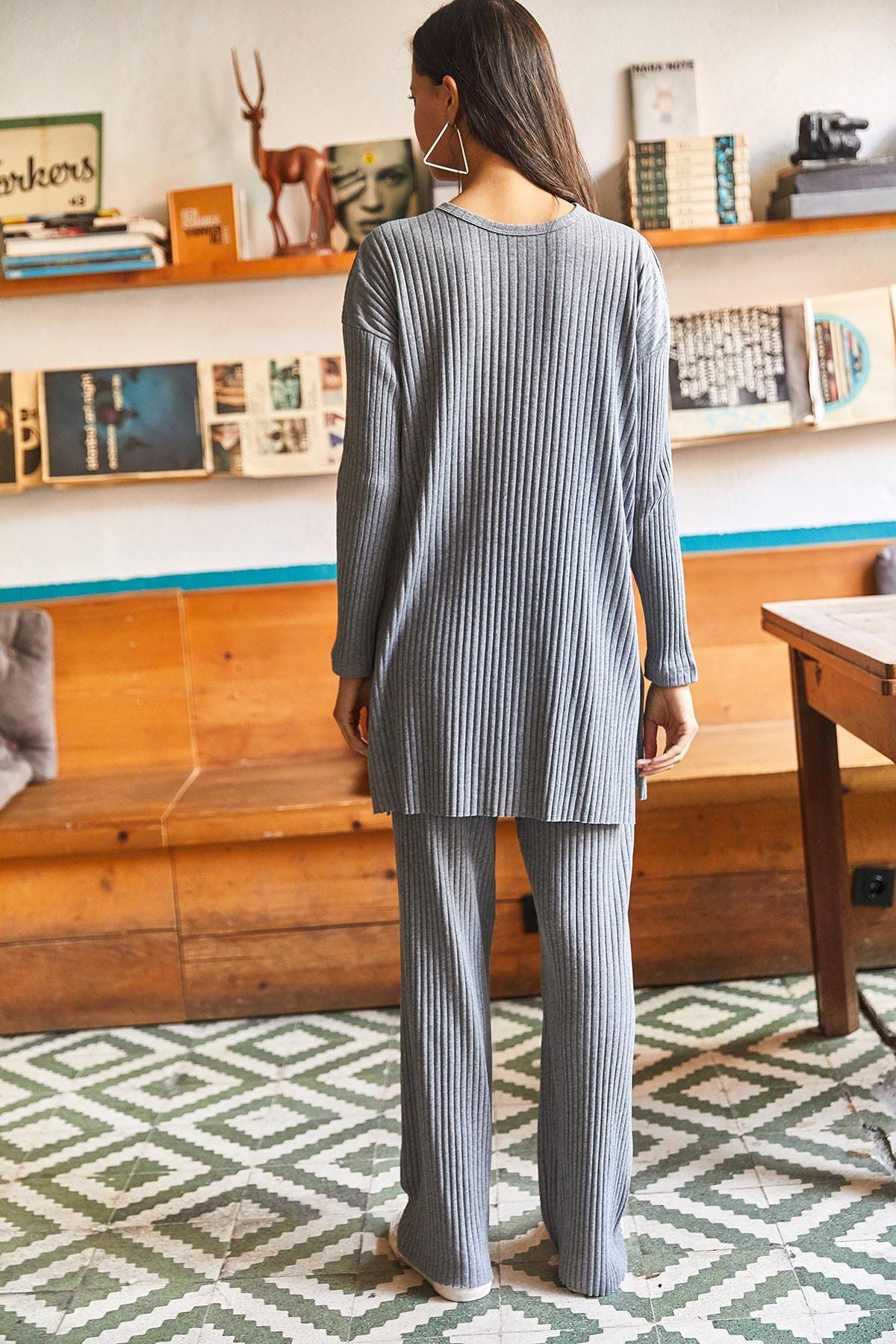 Grey Palazzo Corduroy Co-Ord Set, , large image number 4