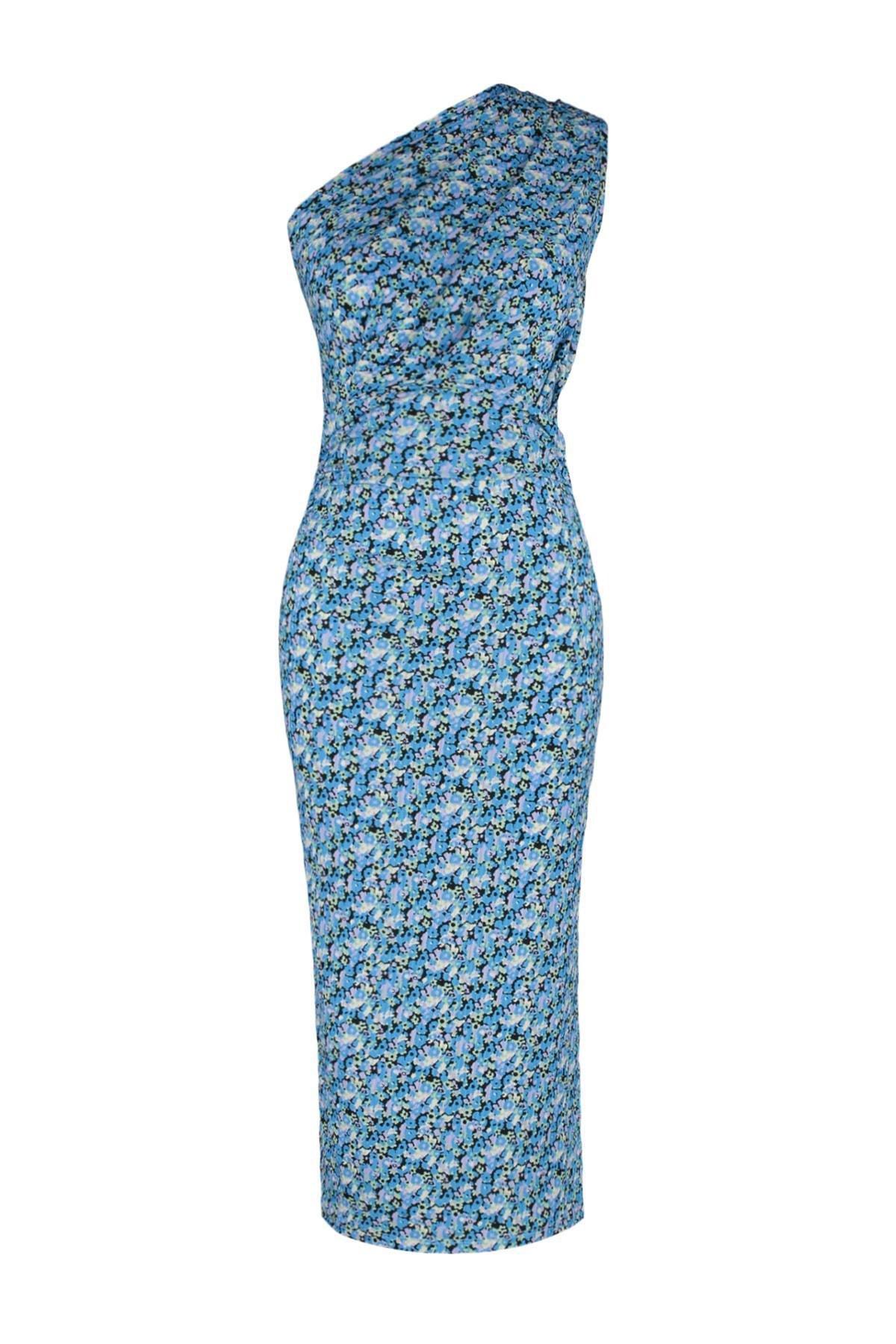 Blue Floral Bodycon Dress, , large image number 5