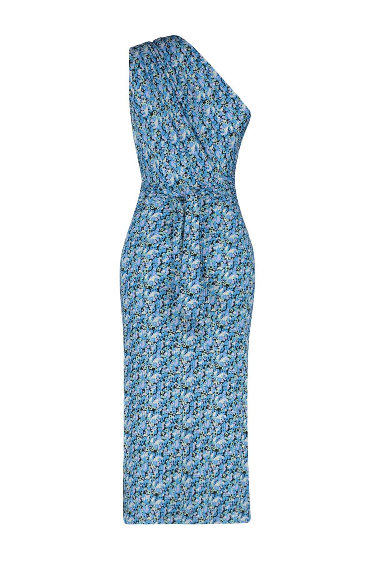 Blue Floral Bodycon Dress, , large image number 7