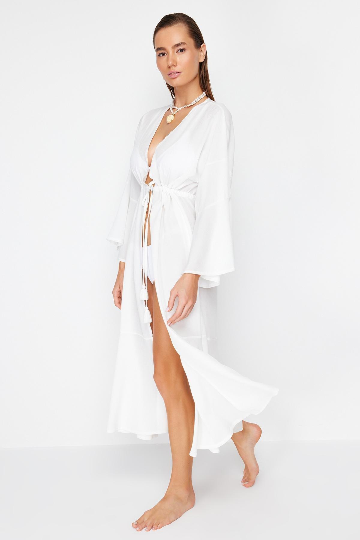 Woven Gathered Maxi Kimono, , large image number 0