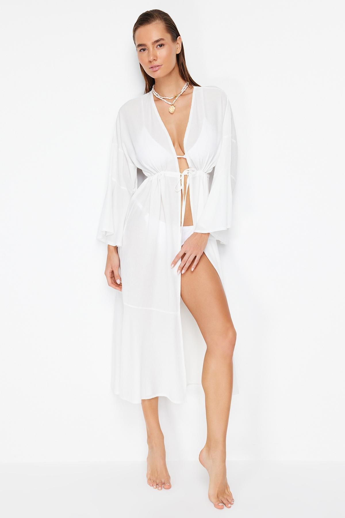 Woven Gathered Maxi Kimono, , large image number 1