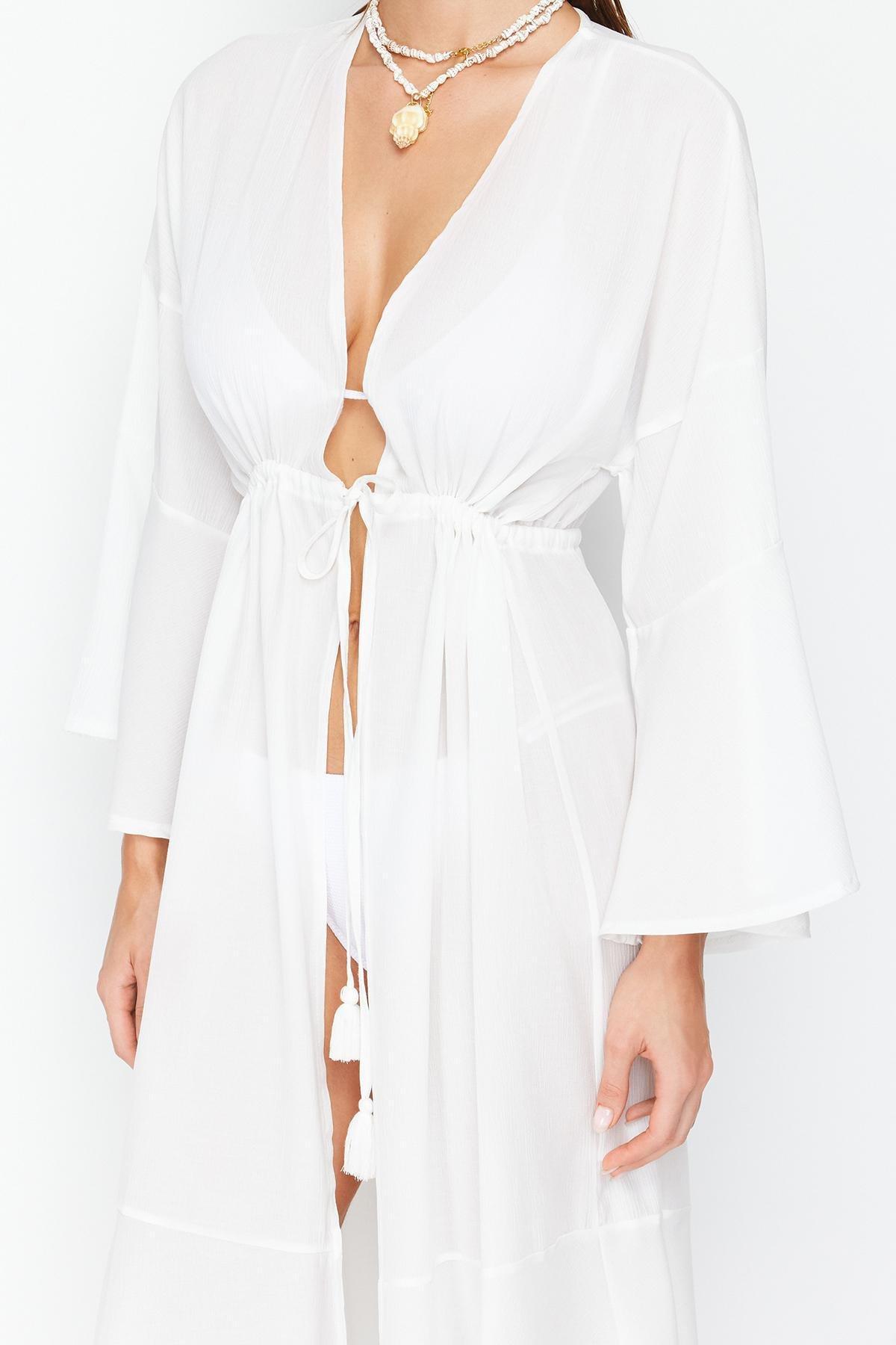 Woven Gathered Maxi Kimono, , large image number 2