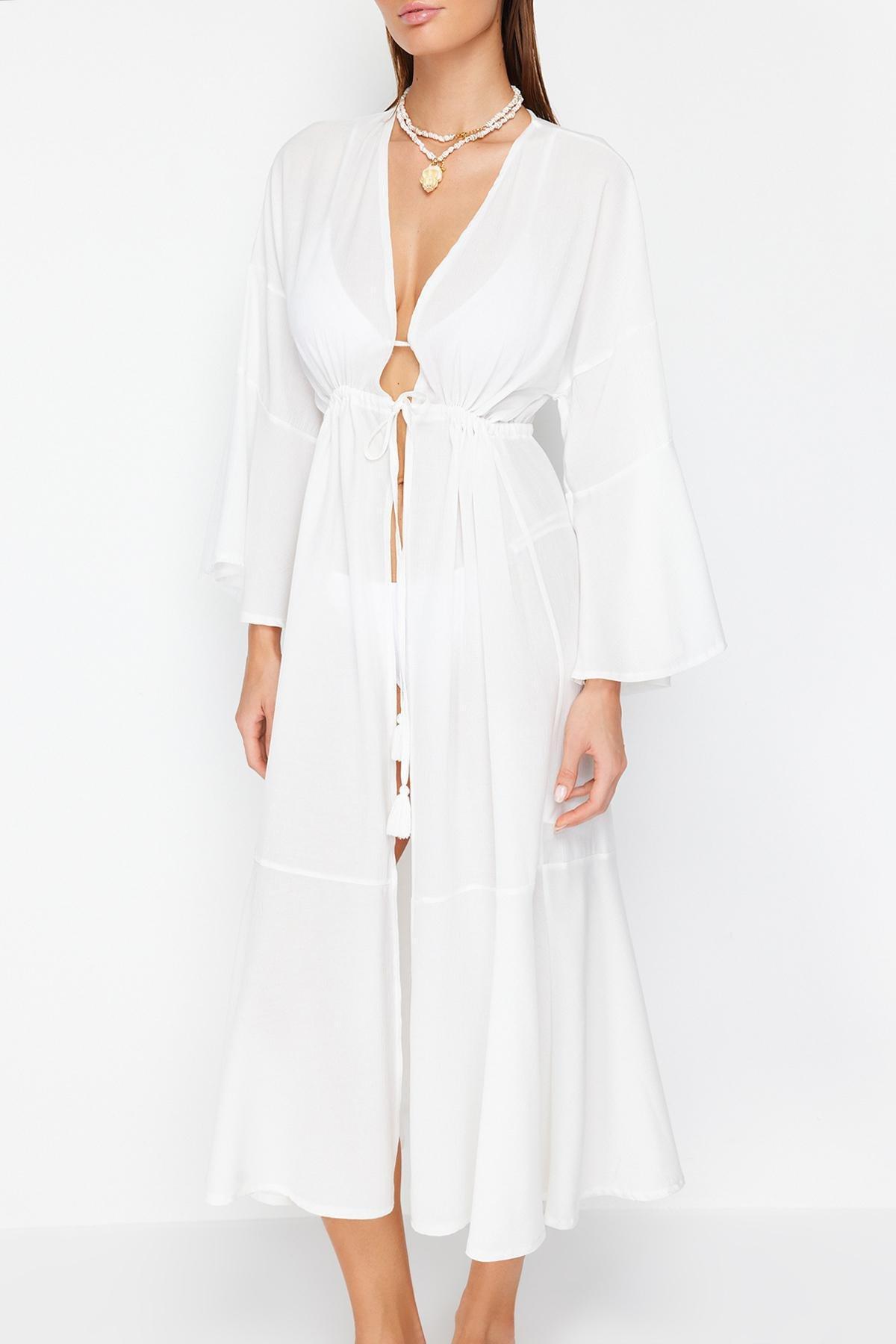 Woven Gathered Maxi Kimono, , large image number 3