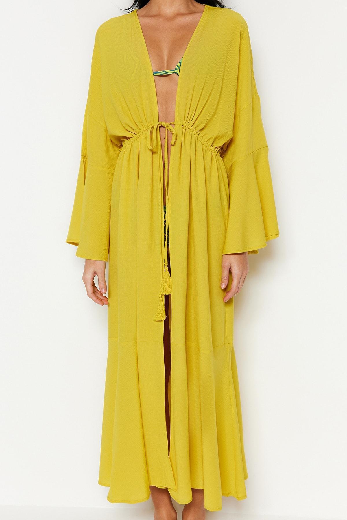Oversize Ruffle Hem Kimono, , large image number 0