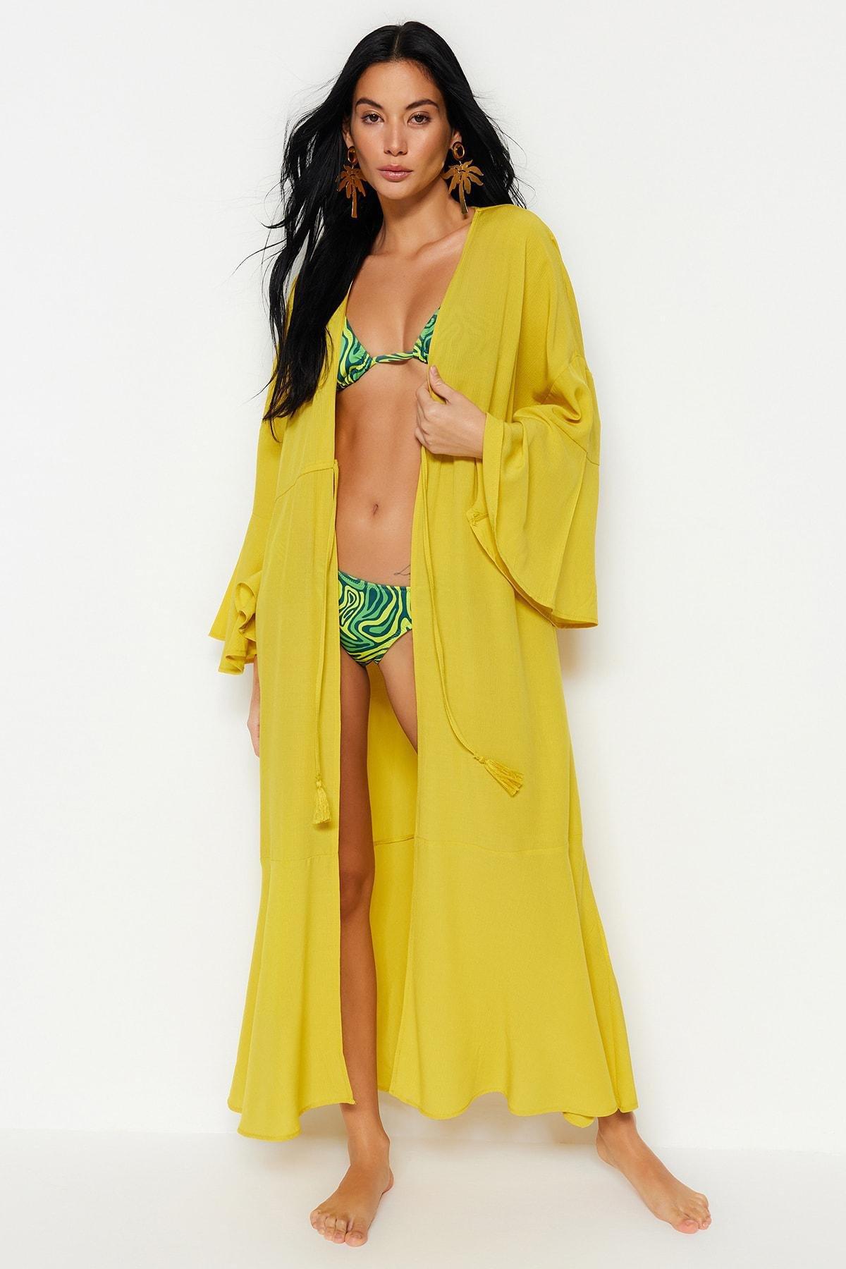 Oversize Ruffle Hem Kimono, , large image number 2