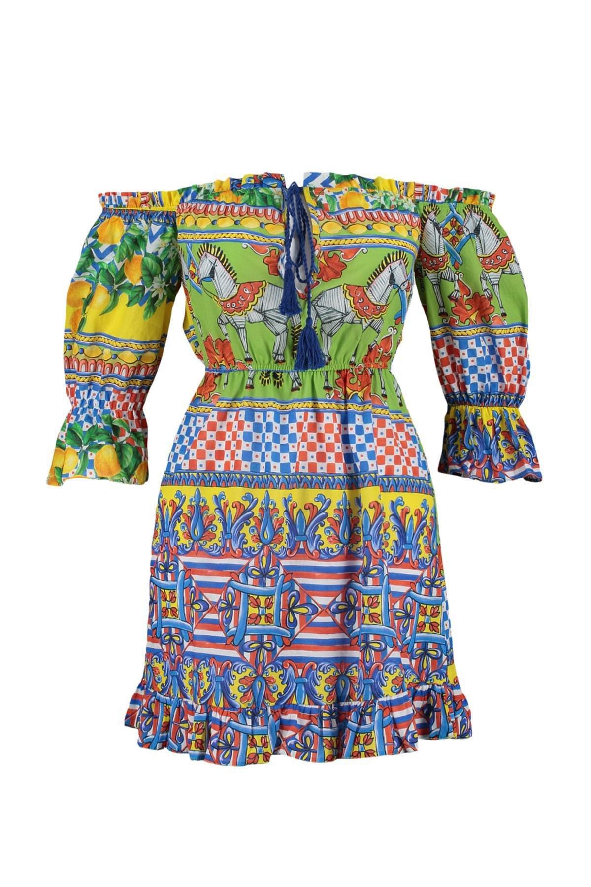Multicolour Strapless Smock Dress, , large image number 6