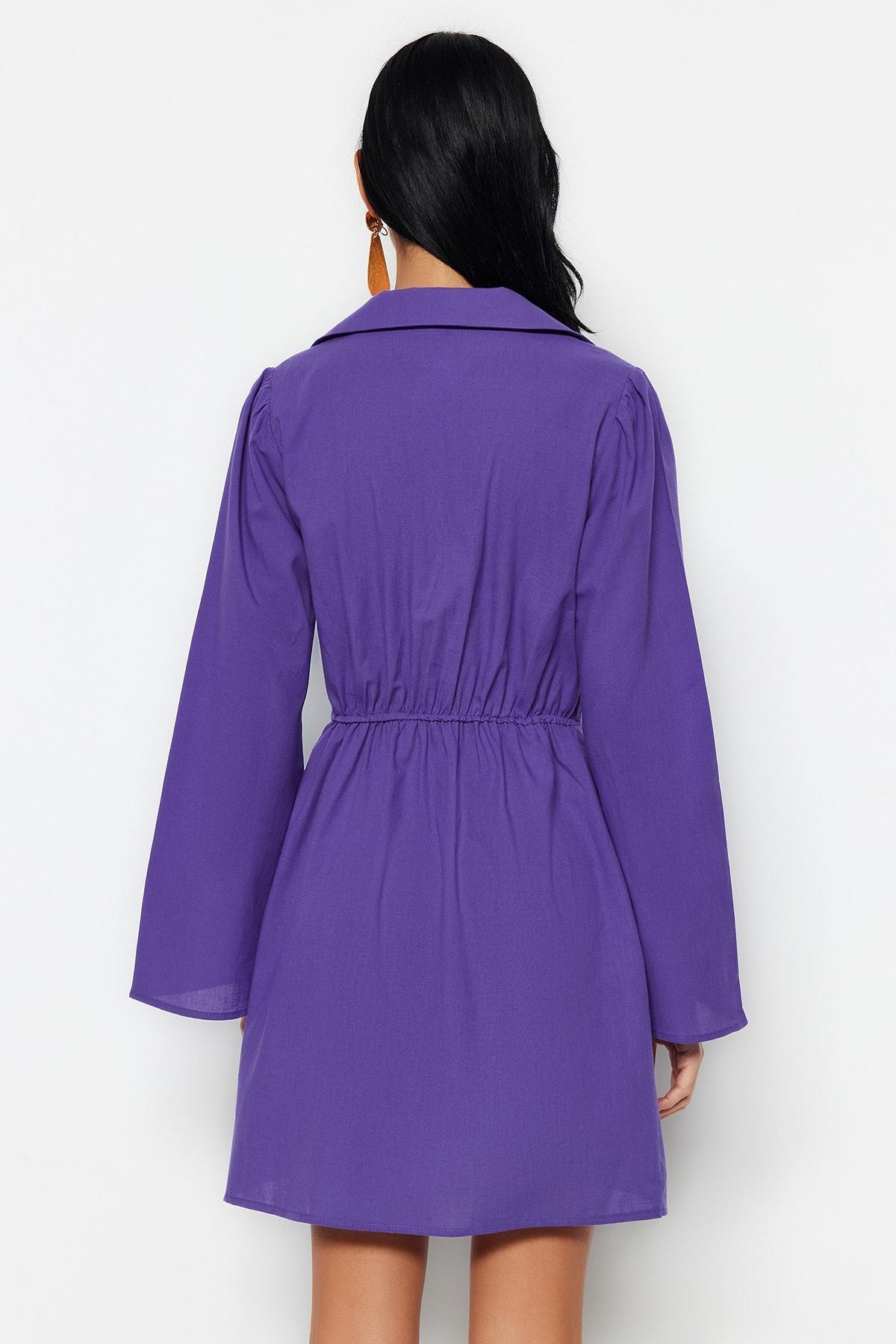 Trendyol - Purple V-Neck Shirt Dress