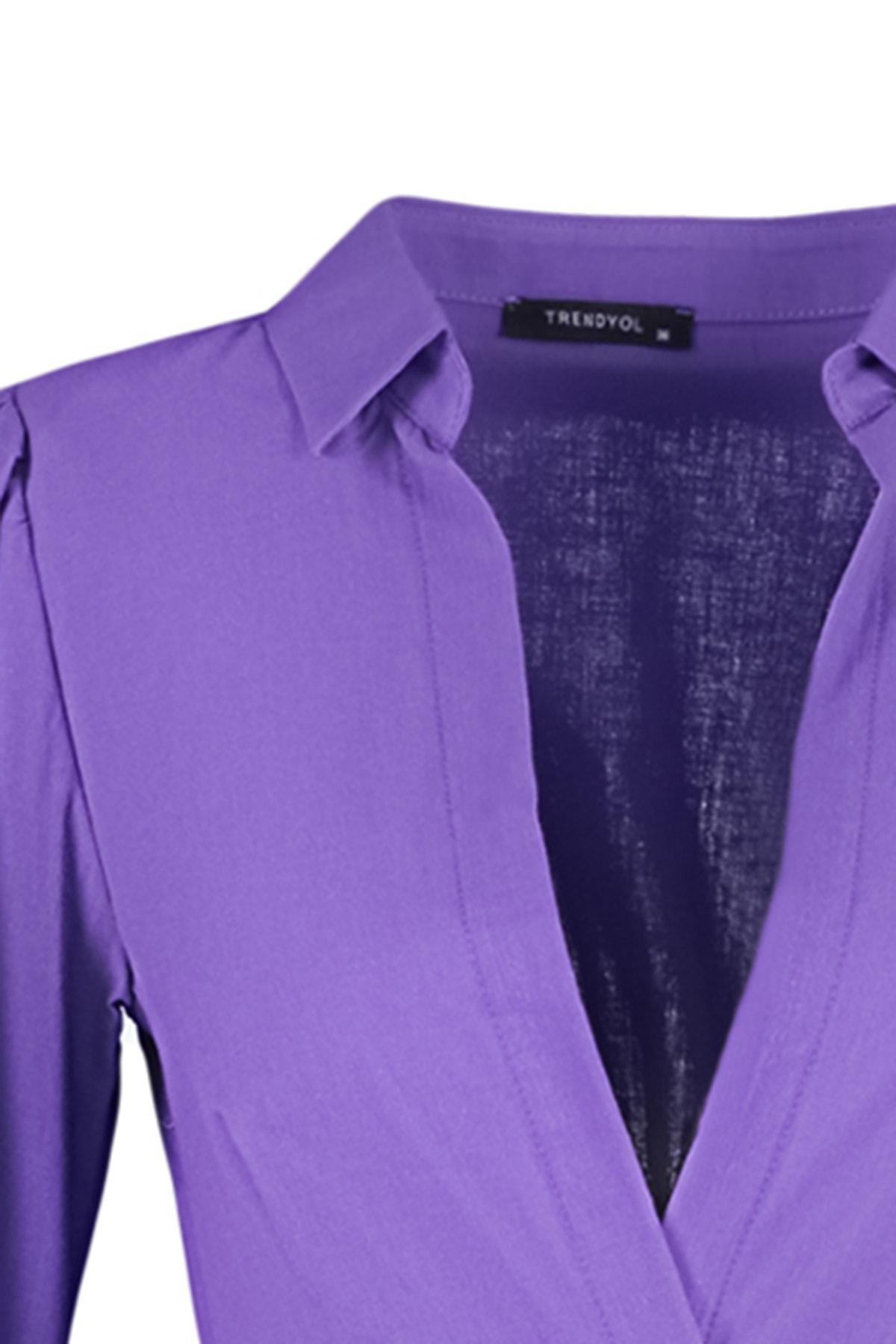 Trendyol - Purple V-Neck Shirt Dress