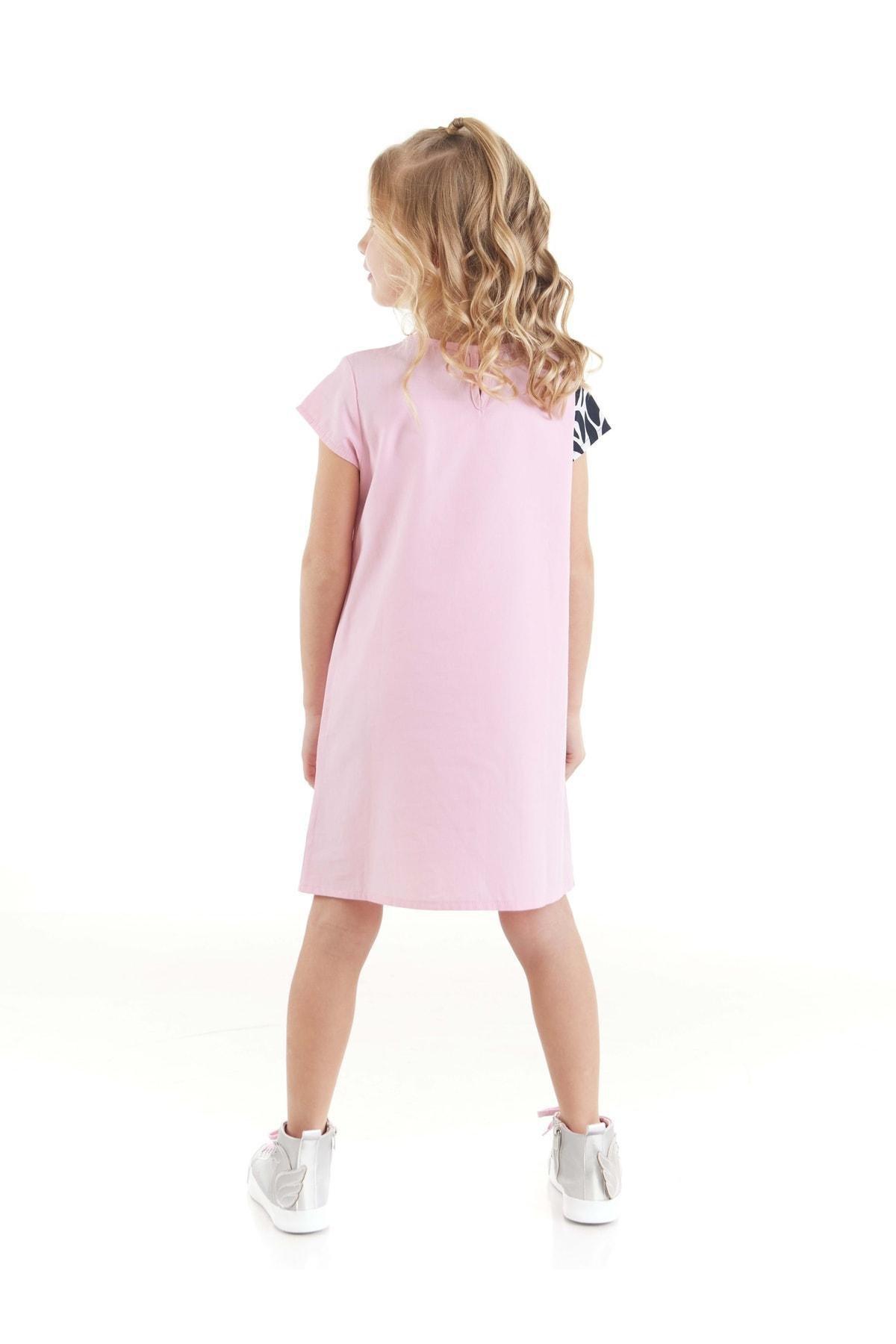 Denokids - Pink Ruffled Patterned Dress, Kids Girls