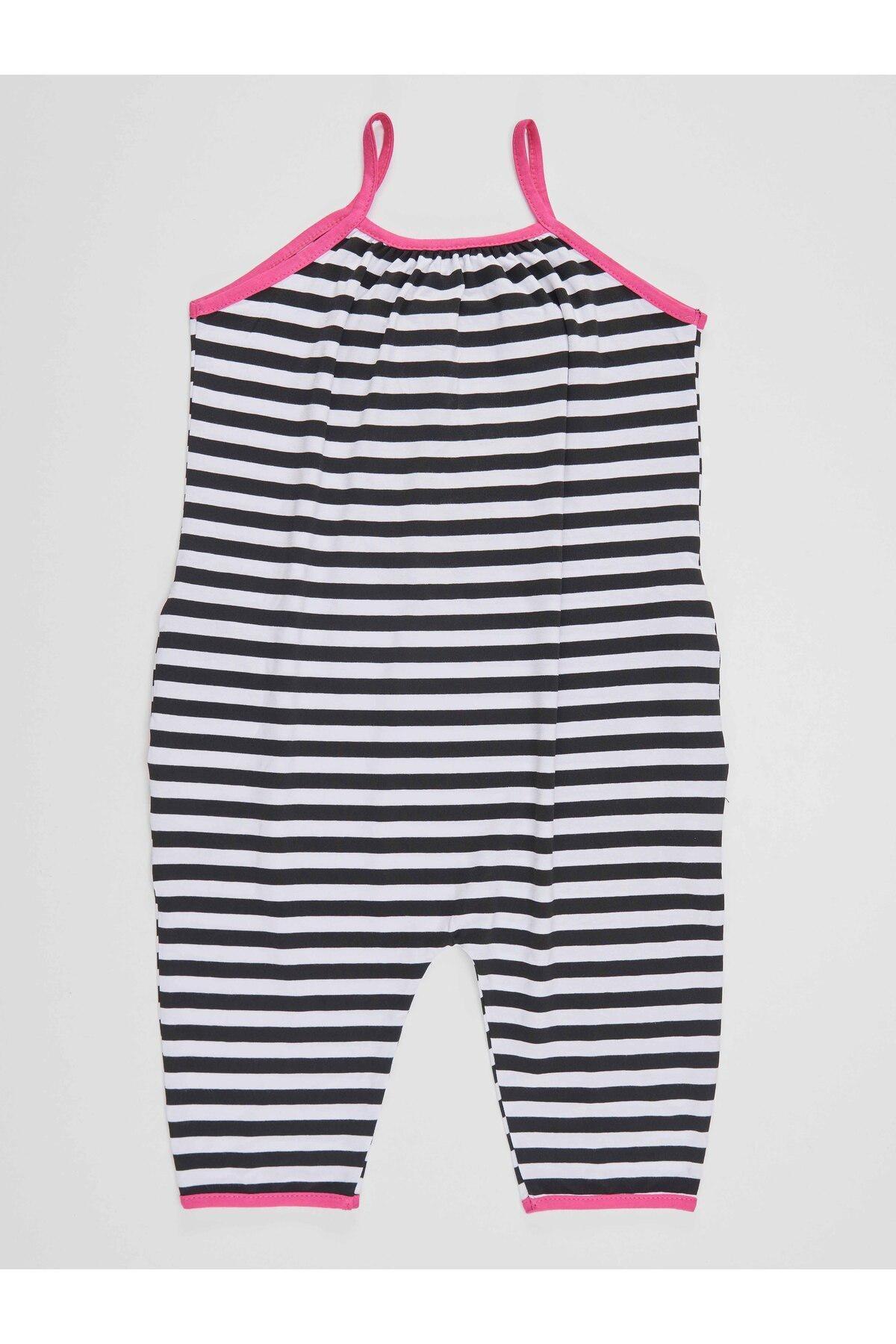 Denokids - Black Striped Printed Jumpsuit, Kids Girls