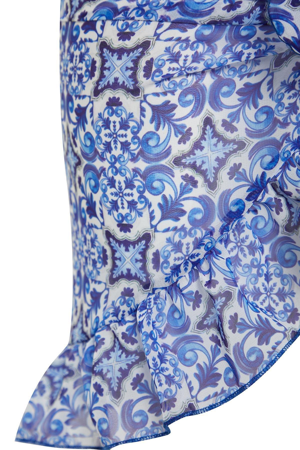 Tile Patterned Mini Knitted Chiffon Pareo TBESS23PR00008, , large image number 5
