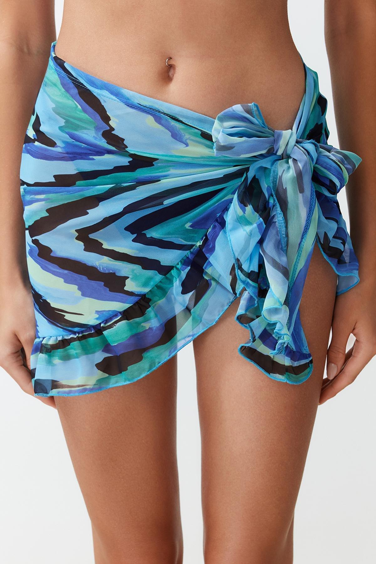 Abstract Patterned Mini Knitted Chiffon Pareo TBESS23PR00008, , large image number 2