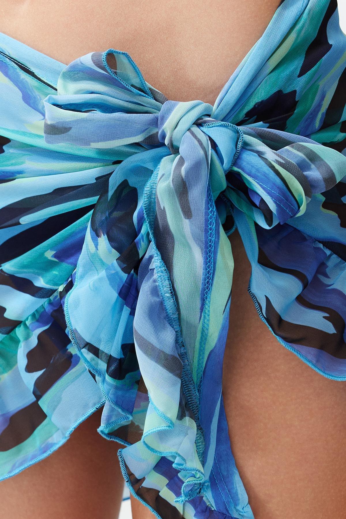 Abstract Patterned Mini Knitted Chiffon Pareo TBESS23PR00008, , large image number 3