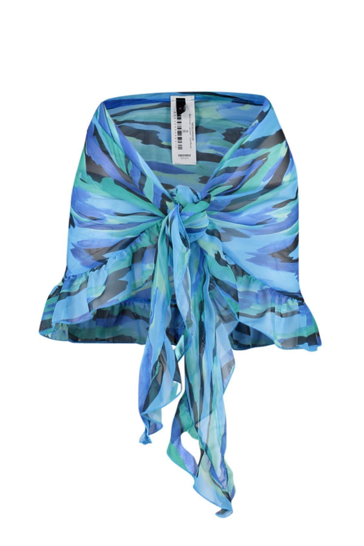 Abstract Patterned Mini Knitted Chiffon Pareo TBESS23PR00008, , large image number 5