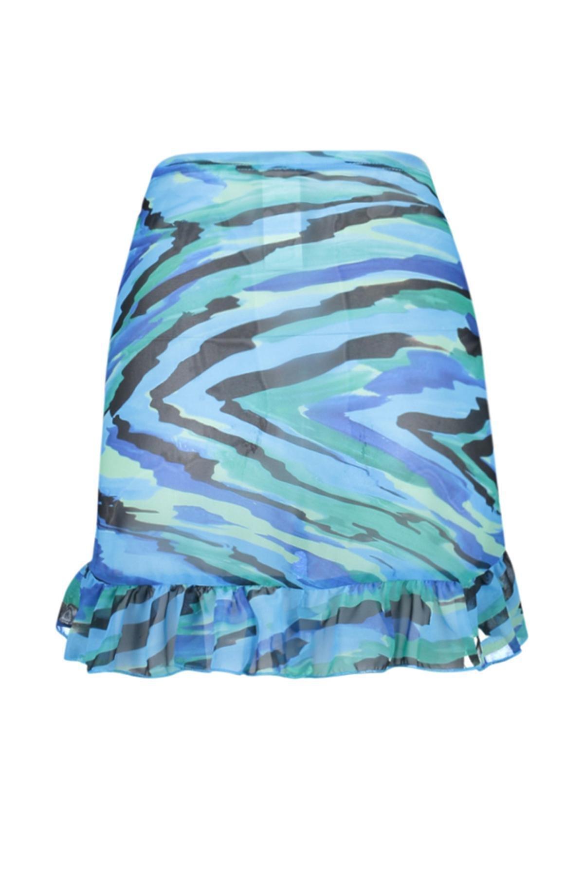 Abstract Patterned Mini Knitted Chiffon Pareo TBESS23PR00008, , large image number 7